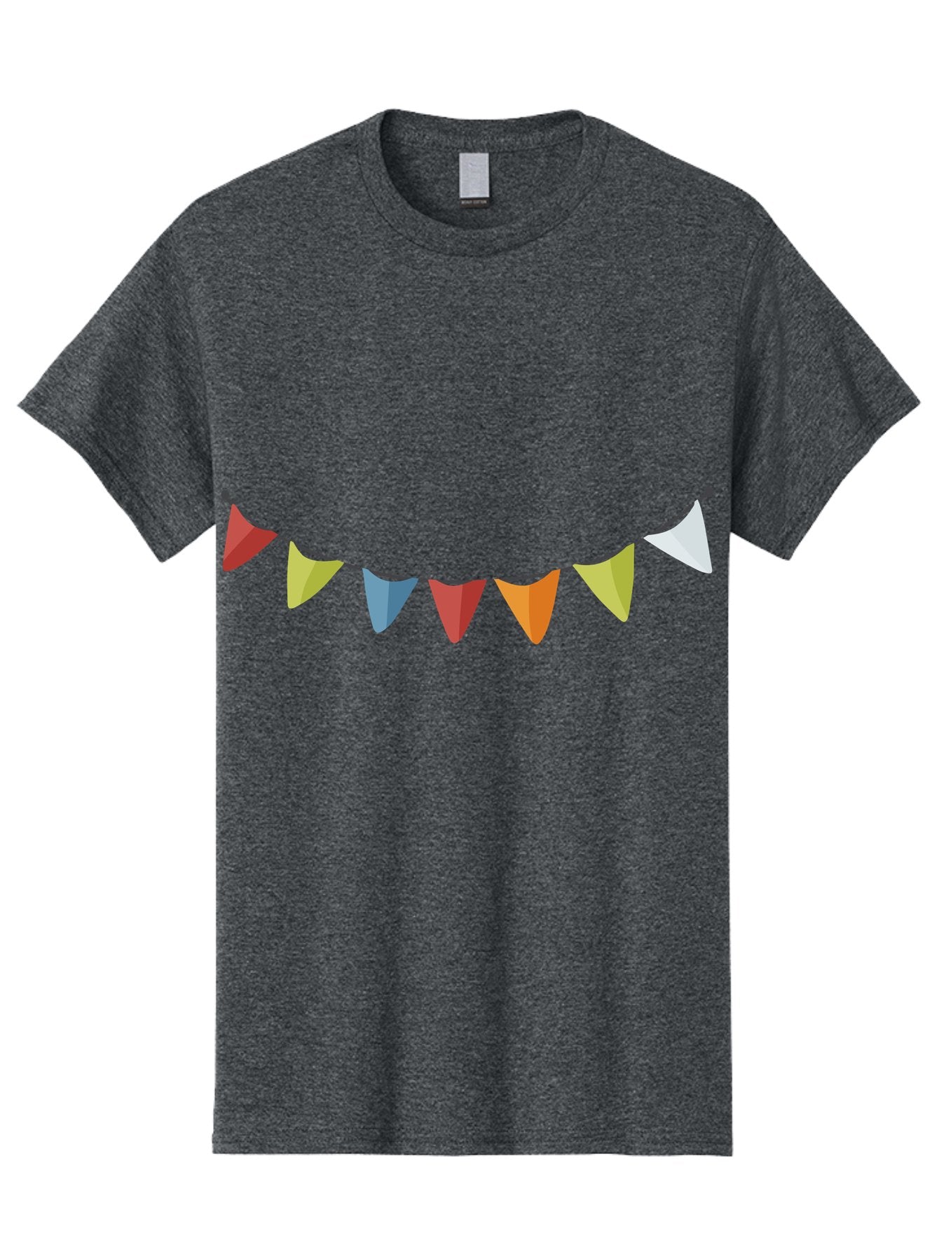 Colorful-Triangular-Bunting Men'S Graphic Tee, 100% Cotton, Comfortable Casual Summer Wear, Machine Washable, Colorful Triangular Bunting, Party Decorations, Festive Atmosphere, Celebration Decor, Vibrant Colors, String Of Flags Aad686 15