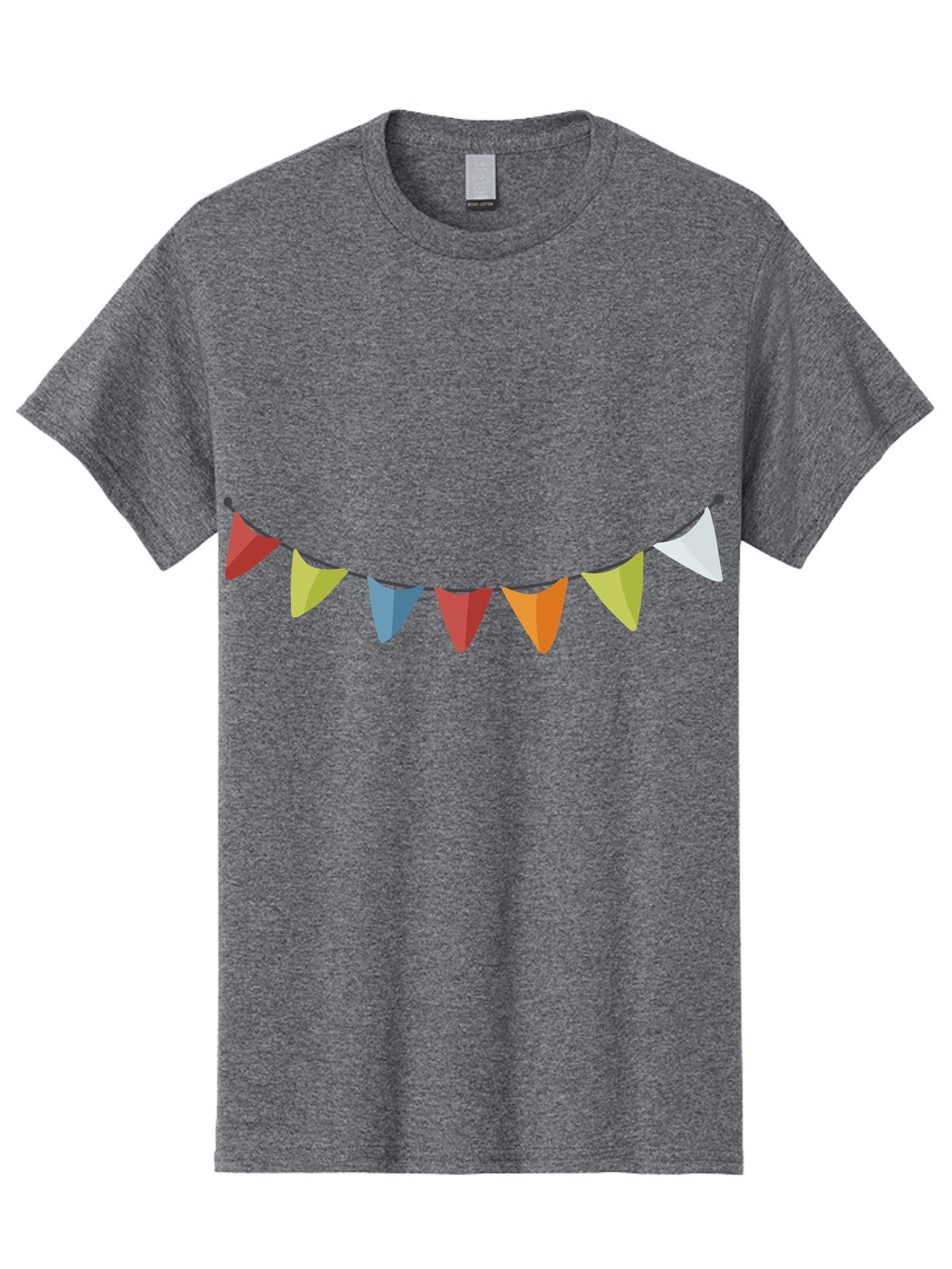 Colorful-Triangular-Bunting Men'S Graphic Tee, 100% Cotton, Comfortable Casual Summer Wear, Machine Washable, Colorful Triangular Bunting, Party Decorations, Festive Atmosphere, Celebration Decor, Vibrant Colors, String Of Flags Aad686 14