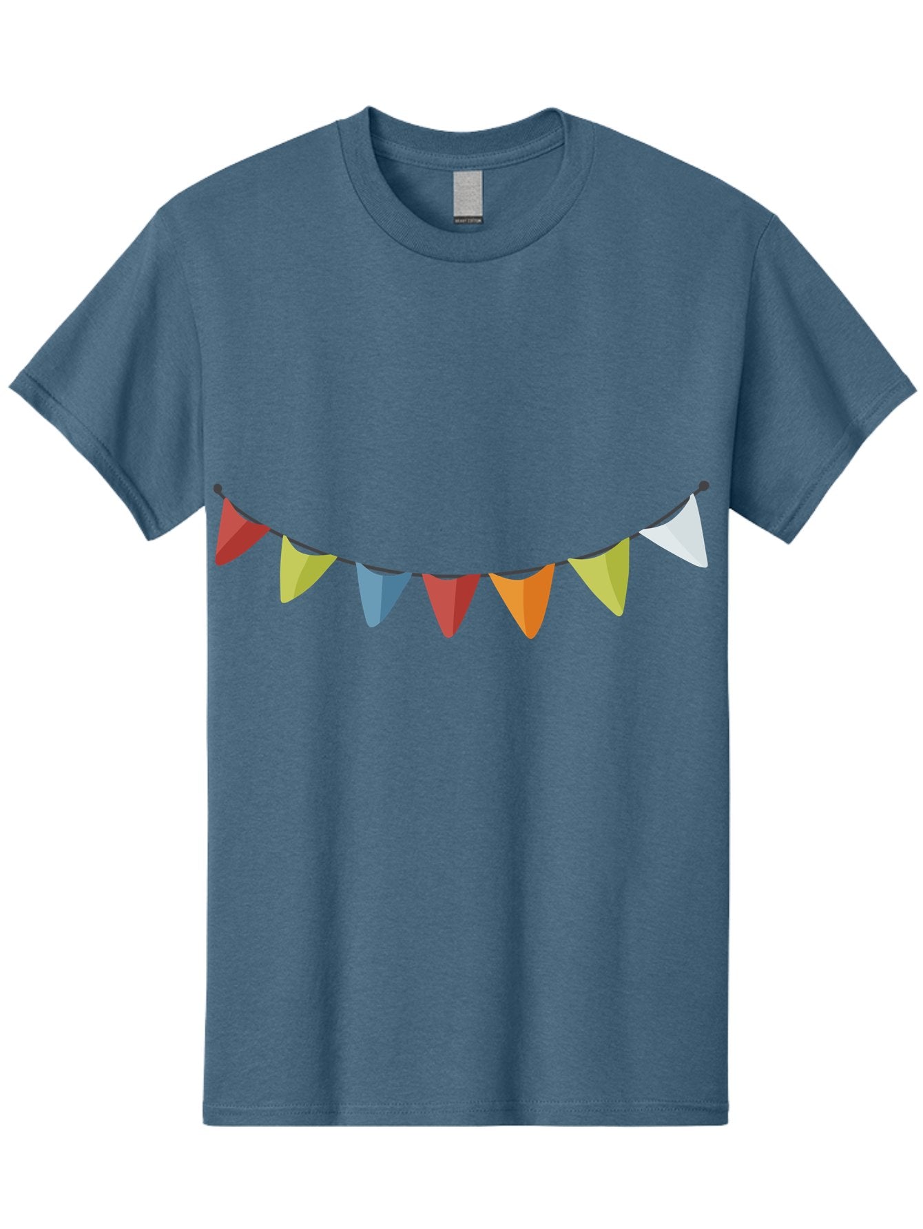 Colorful-Triangular-Bunting Men'S Graphic Tee, 100% Cotton, Comfortable Casual Summer Wear, Machine Washable, Colorful Triangular Bunting, Party Decorations, Festive Atmosphere, Celebration Decor, Vibrant Colors, String Of Flags Aad686 4