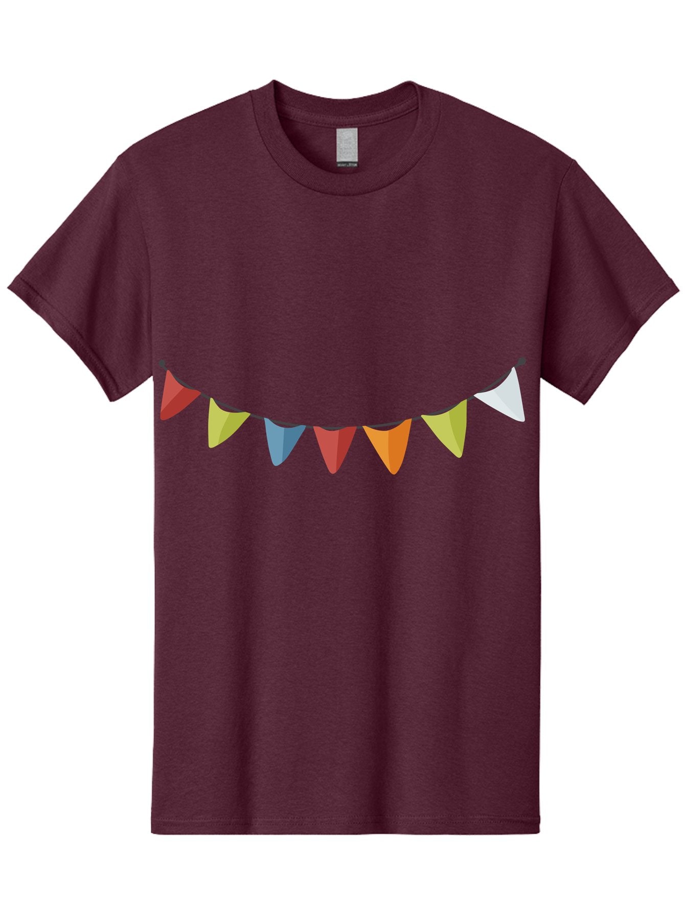Colorful-Triangular-Bunting Men'S Graphic Tee, 100% Cotton, Comfortable Casual Summer Wear, Machine Washable, Colorful Triangular Bunting, Party Decorations, Festive Atmosphere, Celebration Decor, Vibrant Colors, String Of Flags Aad686 9