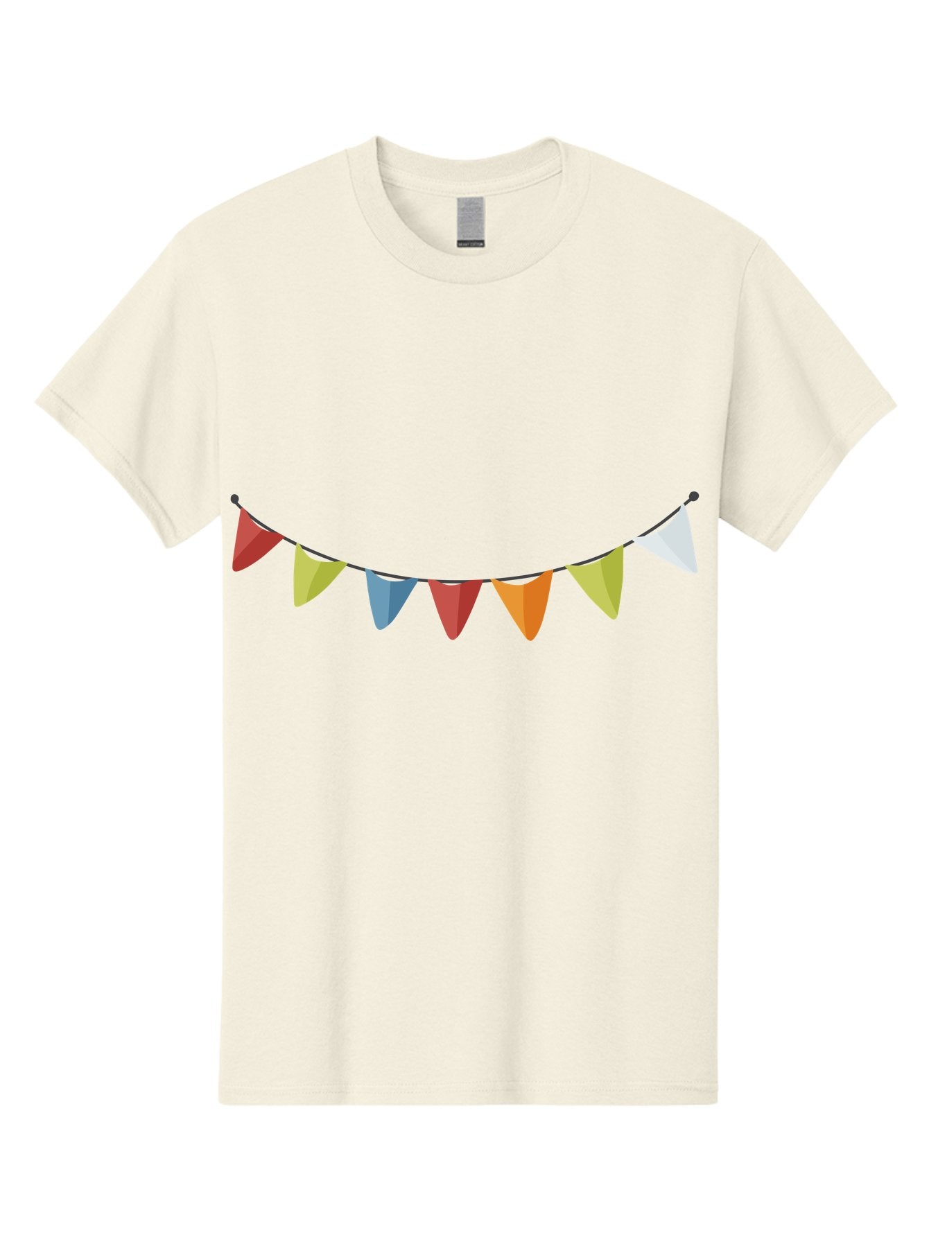 Colorful-Triangular-Bunting Men'S Graphic Tee, 100% Cotton, Comfortable Casual Summer Wear, Machine Washable, Colorful Triangular Bunting, Party Decorations, Festive Atmosphere, Celebration Decor, Vibrant Colors, String Of Flags Aad686