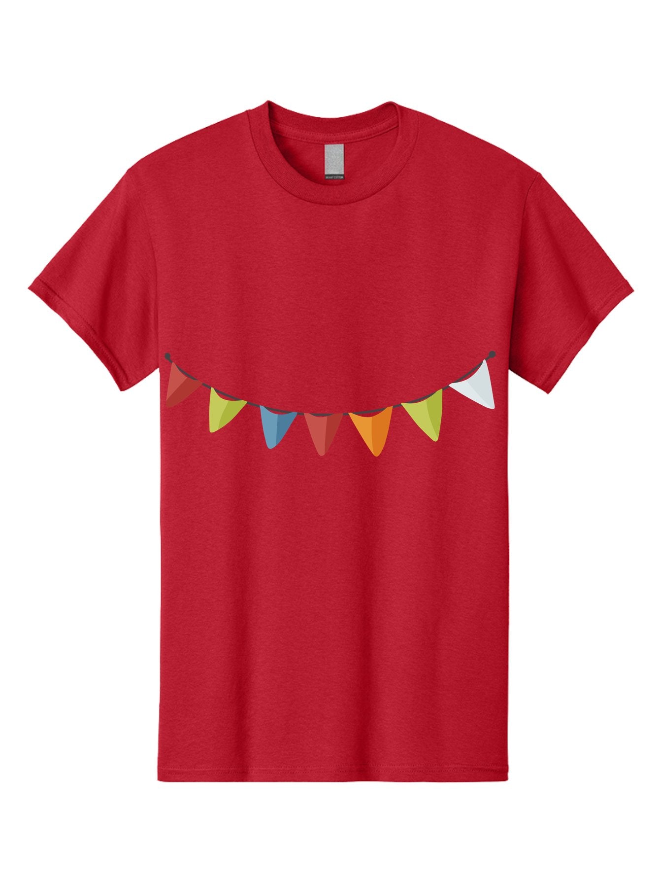 Colorful-Triangular-Bunting Men'S Graphic Tee, 100% Cotton, Comfortable Casual Summer Wear, Machine Washable, Colorful Triangular Bunting, Party Decorations, Festive Atmosphere, Celebration Decor, Vibrant Colors, String Of Flags Aad686 13
