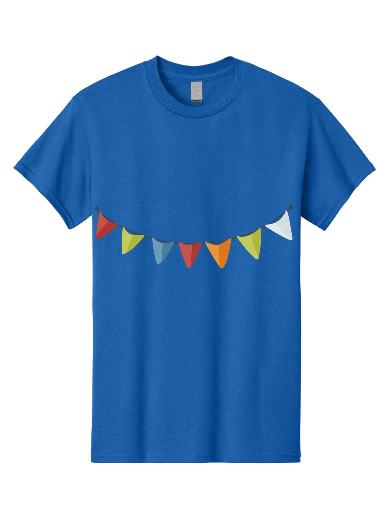 Colorful-Triangular-Bunting Men'S Graphic Tee, 100% Cotton, Comfortable Casual Summer Wear, Machine Washable, Colorful Triangular Bunting, Party Decorations, Festive Atmosphere, Celebration Decor, Vibrant Colors, String Of Flags Aad686