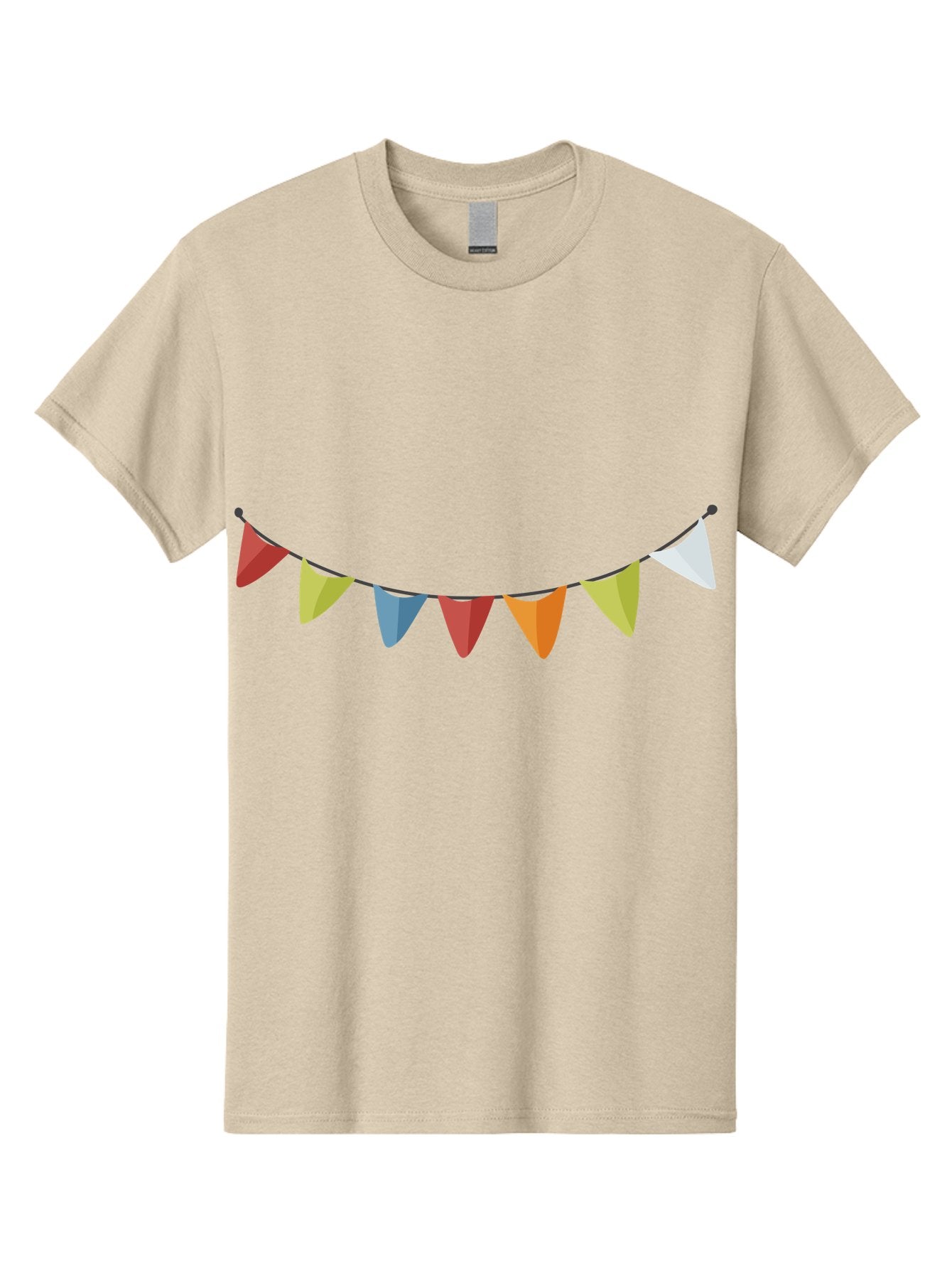 Colorful-Triangular-Bunting Men'S Graphic Tee, 100% Cotton, Comfortable Casual Summer Wear, Machine Washable, Colorful Triangular Bunting, Party Decorations, Festive Atmosphere, Celebration Decor, Vibrant Colors, String Of Flags Aad686 3
