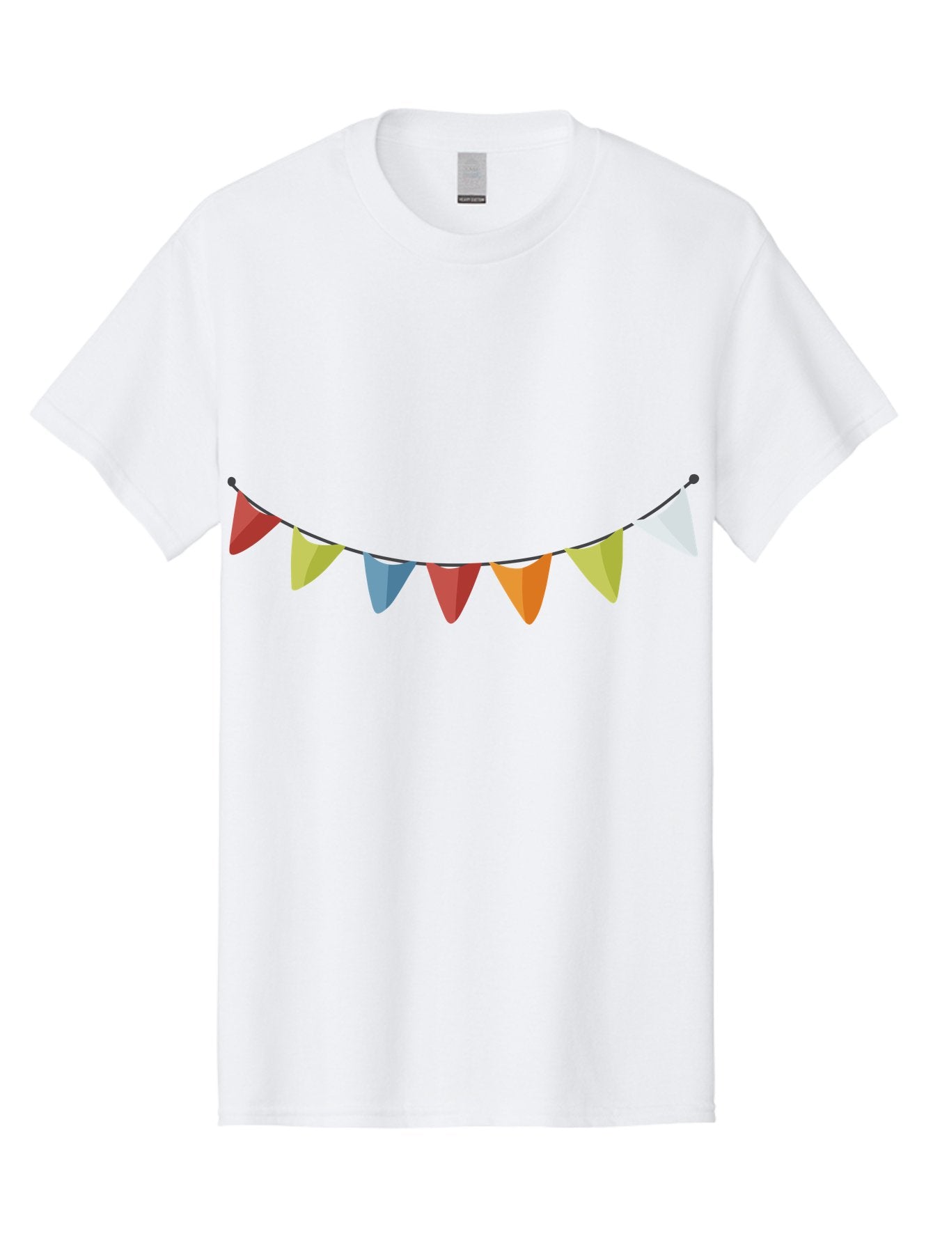 Colorful-Triangular-Bunting Men'S Graphic Tee, 100% Cotton, Comfortable Casual Summer Wear, Machine Washable, Colorful Triangular Bunting, Party Decorations, Festive Atmosphere, Celebration Decor, Vibrant Colors, String Of Flags Aad686 5