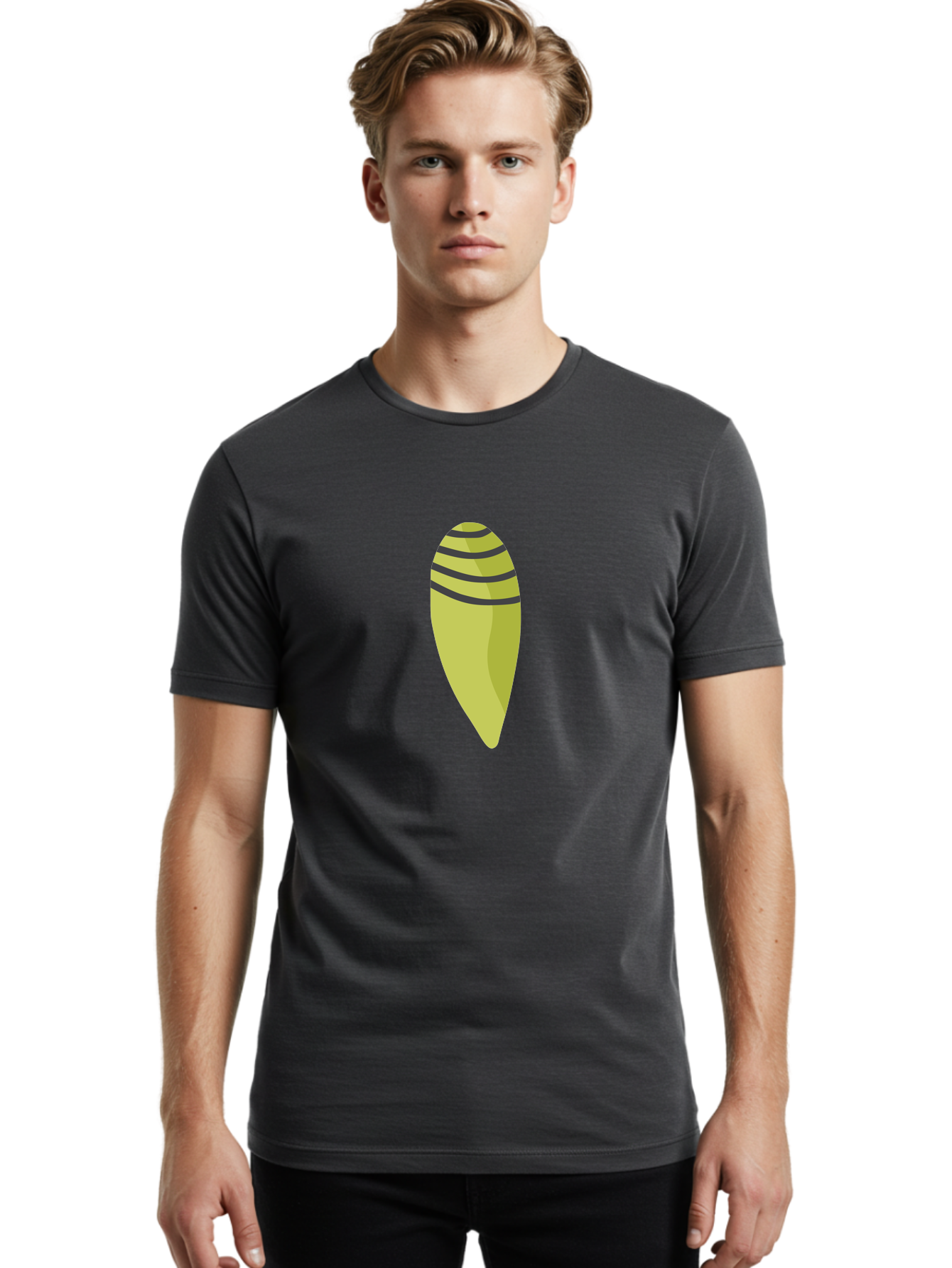 Conch-Shell Men'S Graphic Tee, 100% Cotton, Comfortable Casual Summer Wear, Machine Washable, Conch Shell, Seashell, Ocean Shell, Striped Shell, Yellow Shell, Black Stripes, Sea Creature, Marine Life, Beach Finds, Coastal Decor, Aad687 8