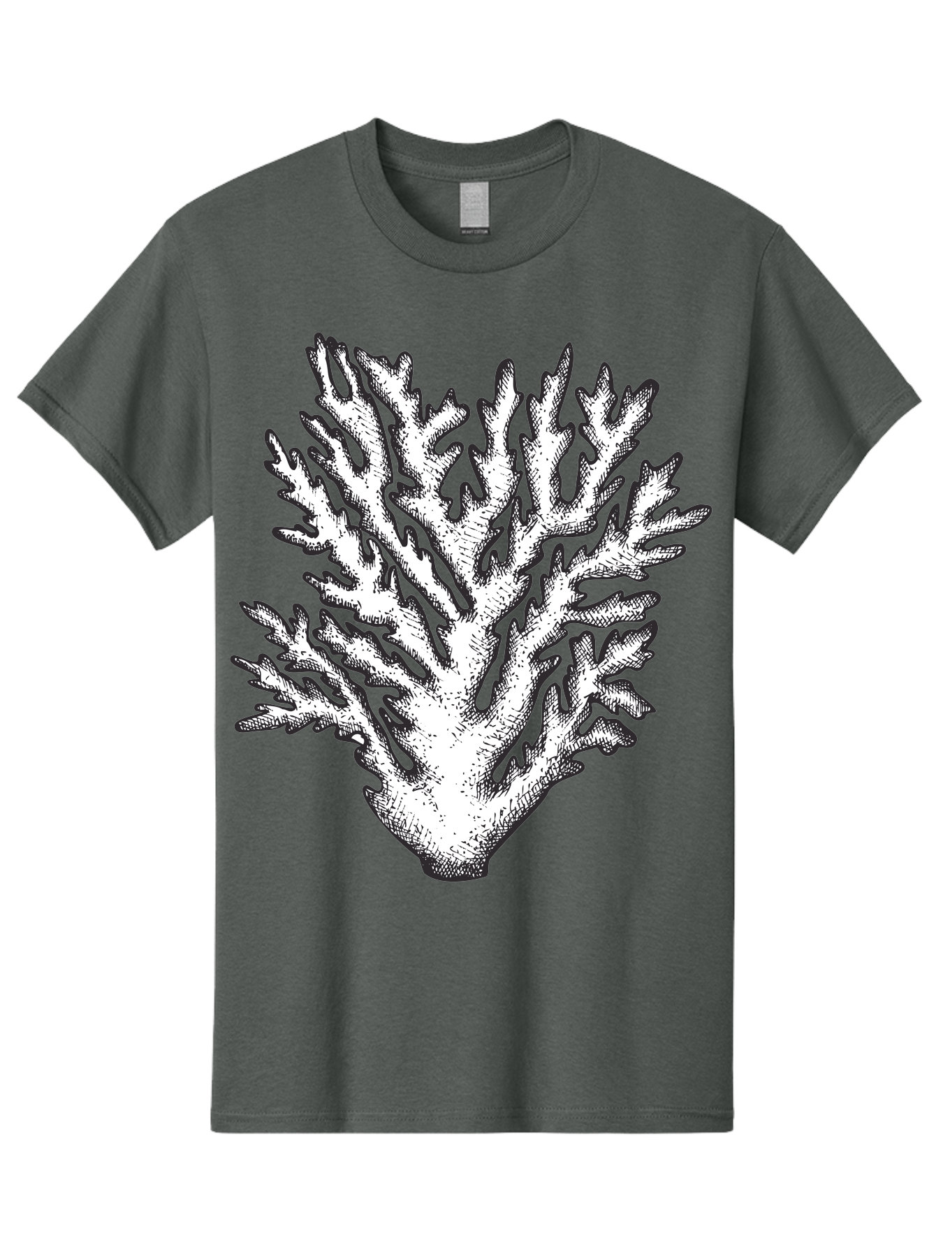 Coral-1 Men'S Graphic Tee, 100% Cotton, Comfortable Casual Summer Wear, Machine Washable, White Coral, Coral Illustration, Marine Life, Underwater World, Ocean Creatures, Coral Reef, Black And White Art Aad688 13