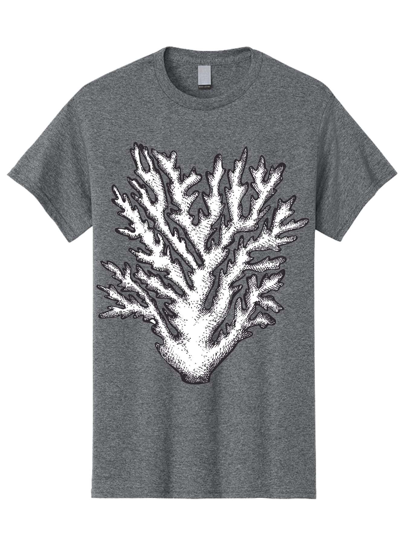 Coral-1 Men'S Graphic Tee, 100% Cotton, Comfortable Casual Summer Wear, Machine Washable, White Coral, Coral Illustration, Marine Life, Underwater World, Ocean Creatures, Coral Reef, Black And White Art Aad688 19