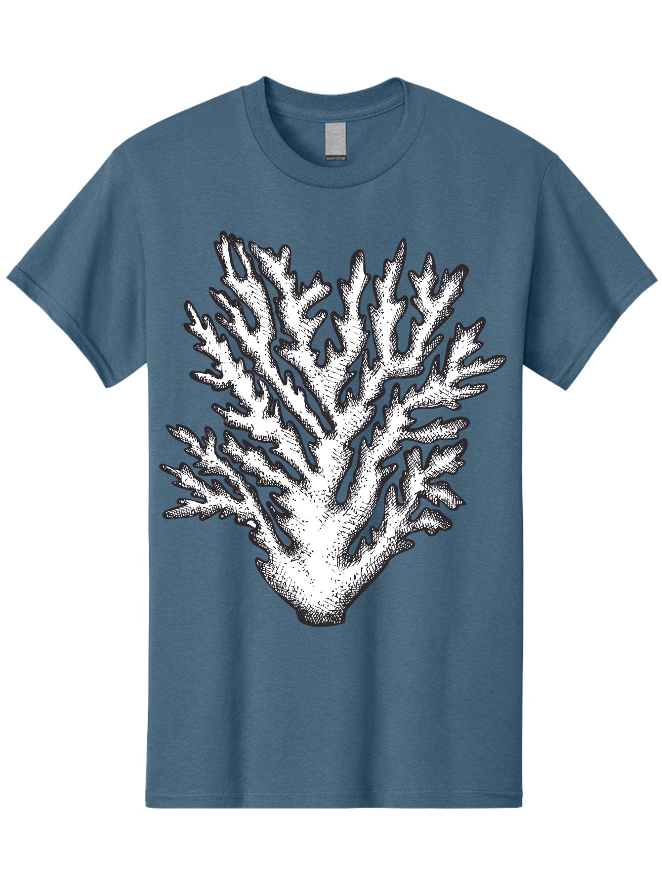 Coral-1 Men'S Graphic Tee, 100% Cotton, Comfortable Casual Summer Wear, Machine Washable, White Coral, Coral Illustration, Marine Life, Underwater World, Ocean Creatures, Coral Reef, Black And White Art Aad688 10