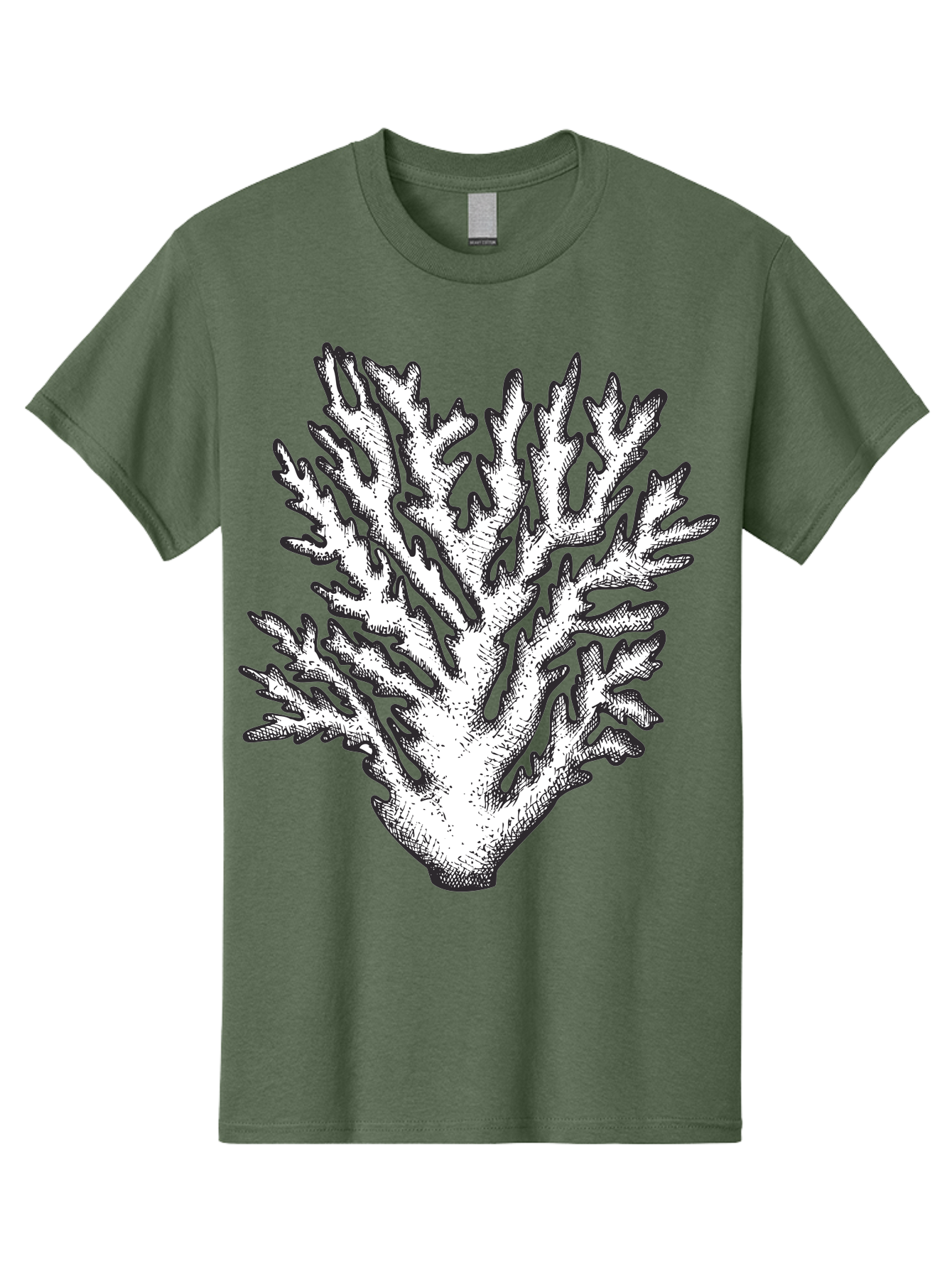 Coral-1 Men'S Graphic Tee, 100% Cotton, Comfortable Casual Summer Wear, Machine Washable, White Coral, Coral Illustration, Marine Life, Underwater World, Ocean Creatures, Coral Reef, Black And White Art Aad688 11