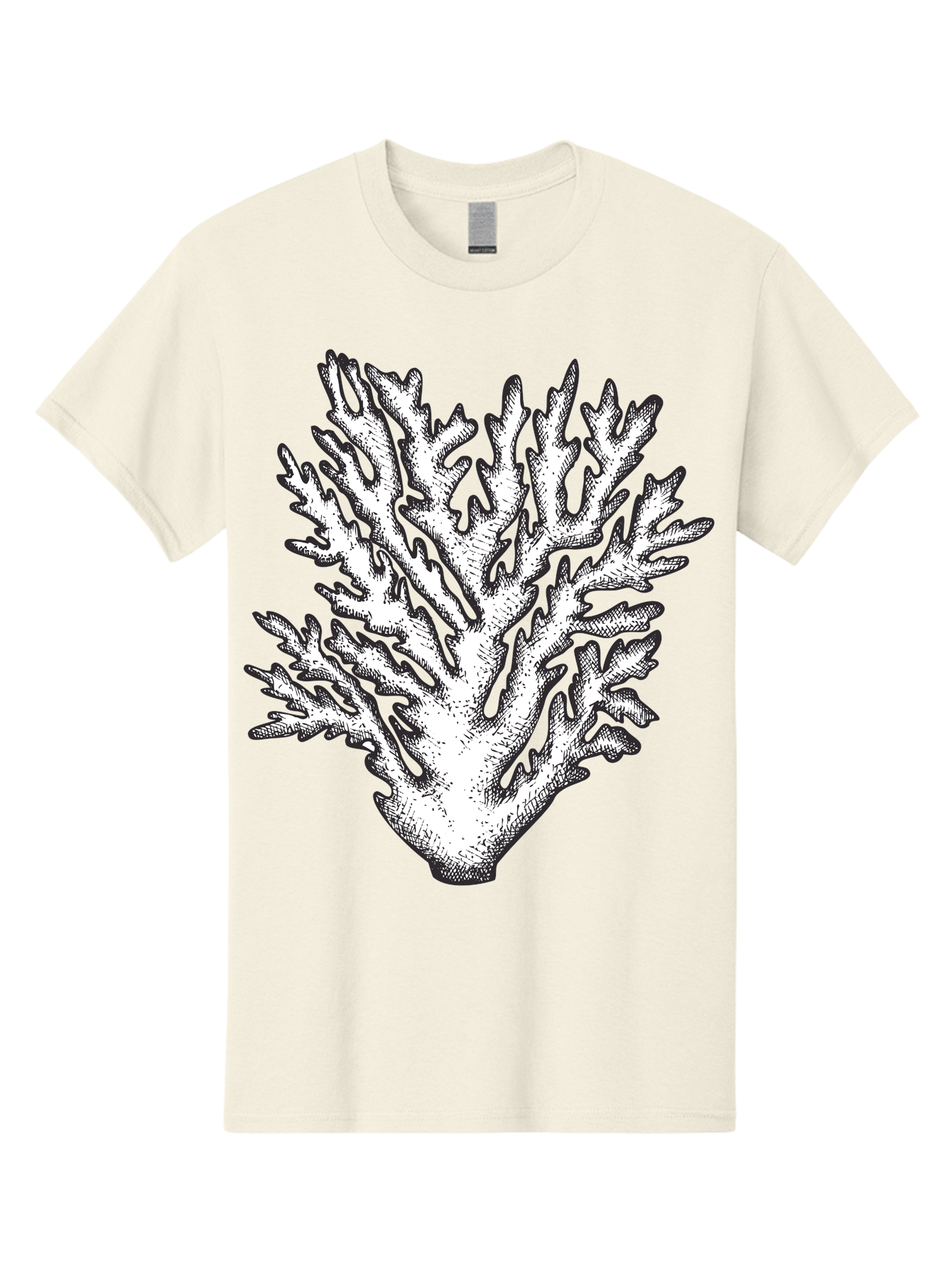 Coral-1 Men'S Graphic Tee, 100% Cotton, Comfortable Casual Summer Wear, Machine Washable, White Coral, Coral Illustration, Marine Life, Underwater World, Ocean Creatures, Coral Reef, Black And White Art Aad688 7