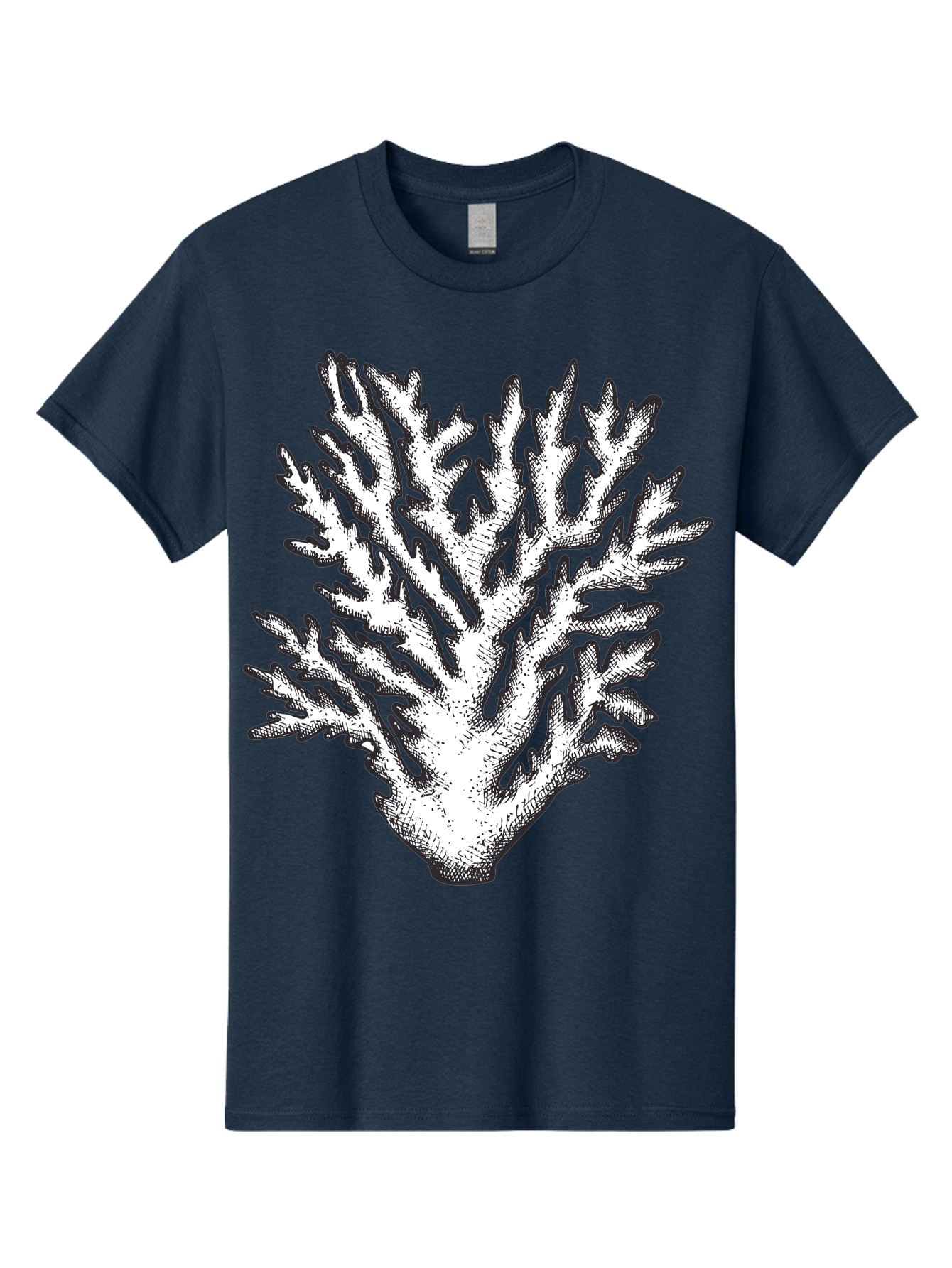 Coral-1 Men'S Graphic Tee, 100% Cotton, Comfortable Casual Summer Wear, Machine Washable, White Coral, Coral Illustration, Marine Life, Underwater World, Ocean Creatures, Coral Reef, Black And White Art Aad688 15