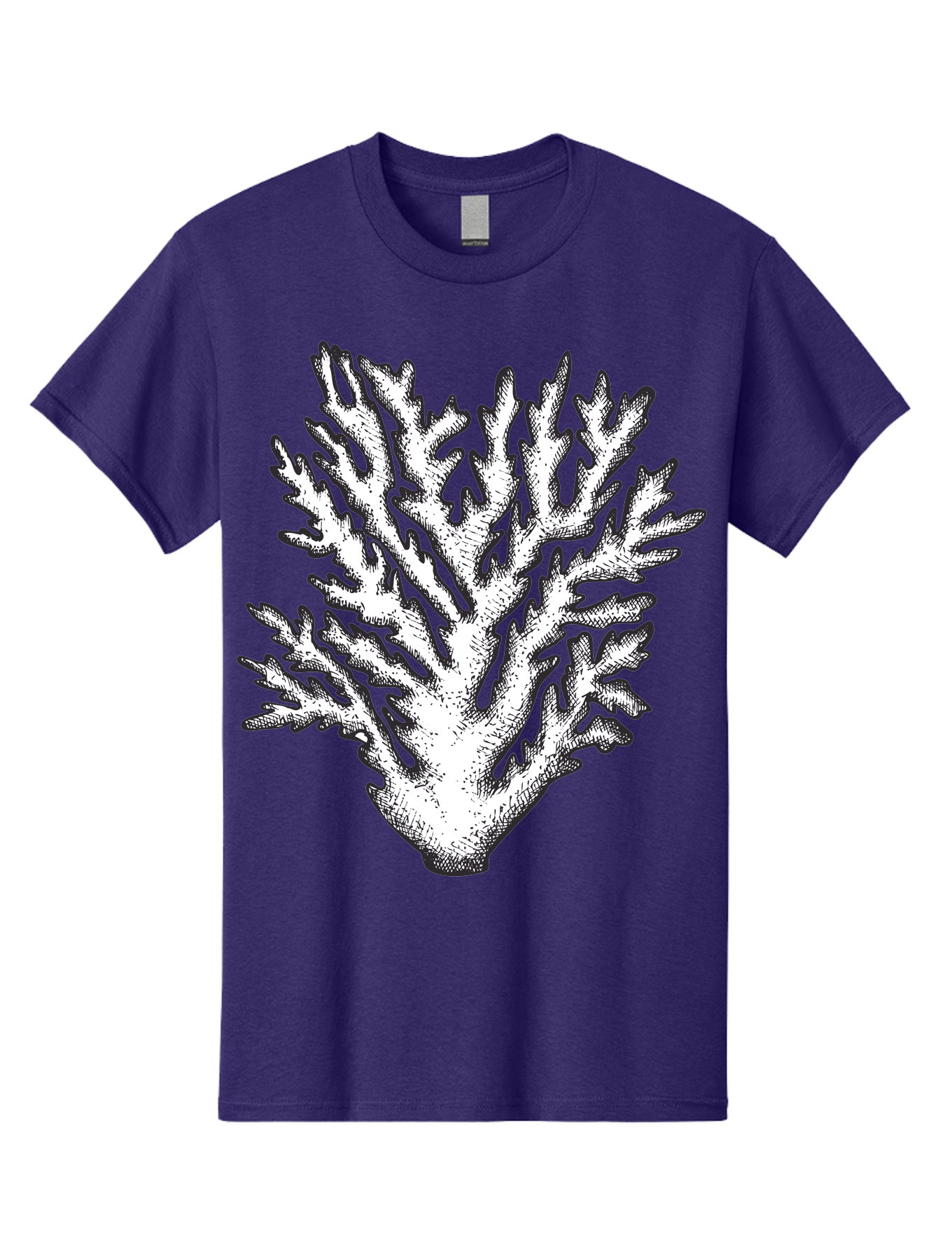 Coral-1 Men'S Graphic Tee, 100% Cotton, Comfortable Casual Summer Wear, Machine Washable, White Coral, Coral Illustration, Marine Life, Underwater World, Ocean Creatures, Coral Reef, Black And White Art Aad688 5