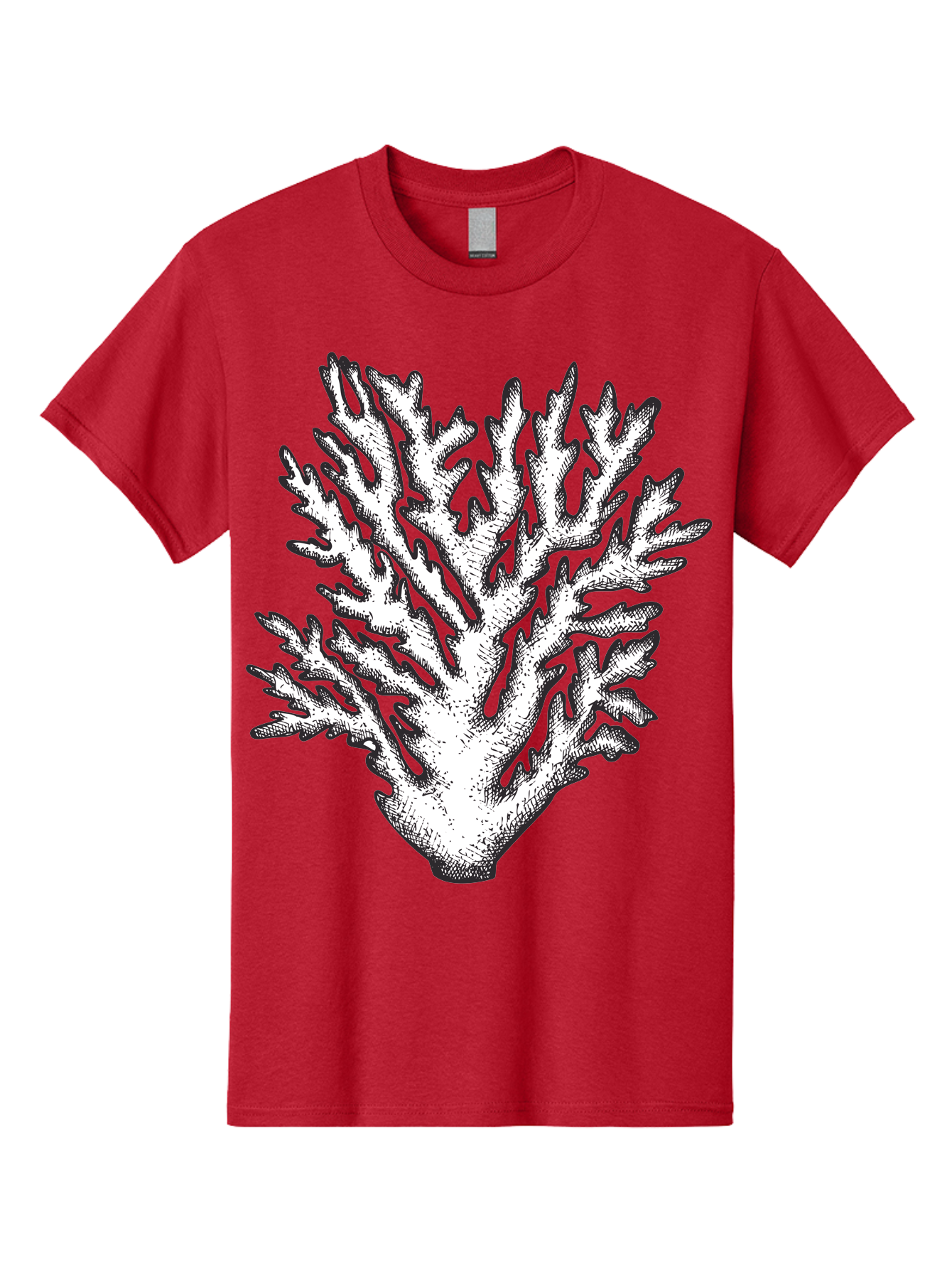 Coral-1 Men'S Graphic Tee, 100% Cotton, Comfortable Casual Summer Wear, Machine Washable, White Coral, Coral Illustration, Marine Life, Underwater World, Ocean Creatures, Coral Reef, Black And White Art Aad688 25
