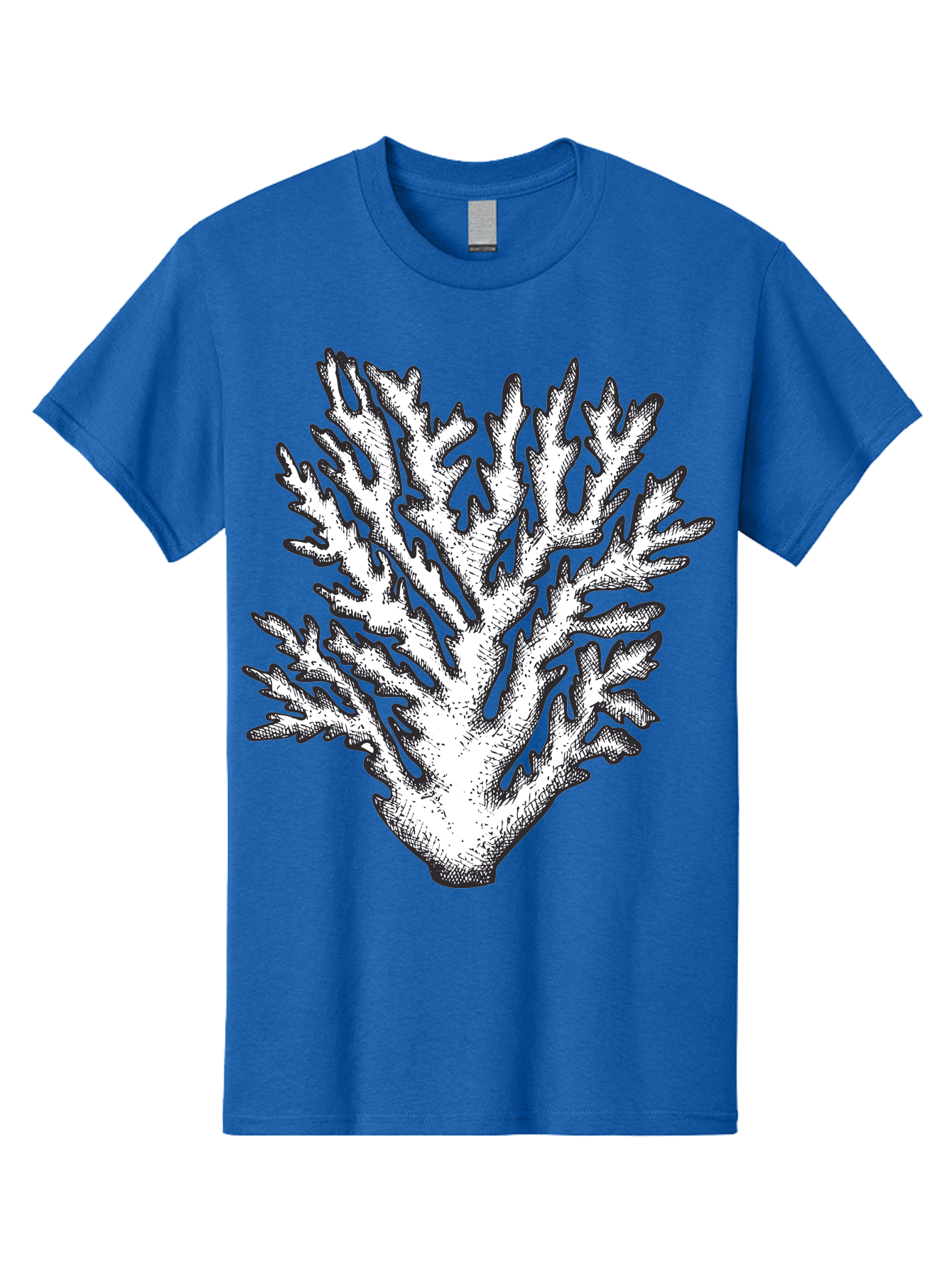Coral-1 Men'S Graphic Tee, 100% Cotton, Comfortable Casual Summer Wear, Machine Washable, White Coral, Coral Illustration, Marine Life, Underwater World, Ocean Creatures, Coral Reef, Black And White Art Aad688 17