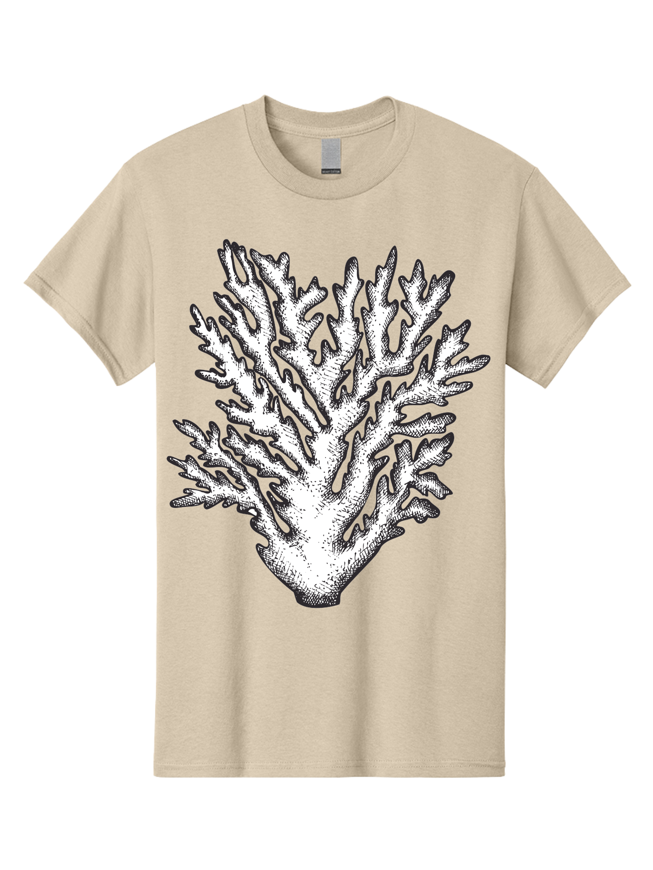 Coral-1 Men'S Graphic Tee, 100% Cotton, Comfortable Casual Summer Wear, Machine Washable, White Coral, Coral Illustration, Marine Life, Underwater World, Ocean Creatures, Coral Reef, Black And White Art Aad688 9