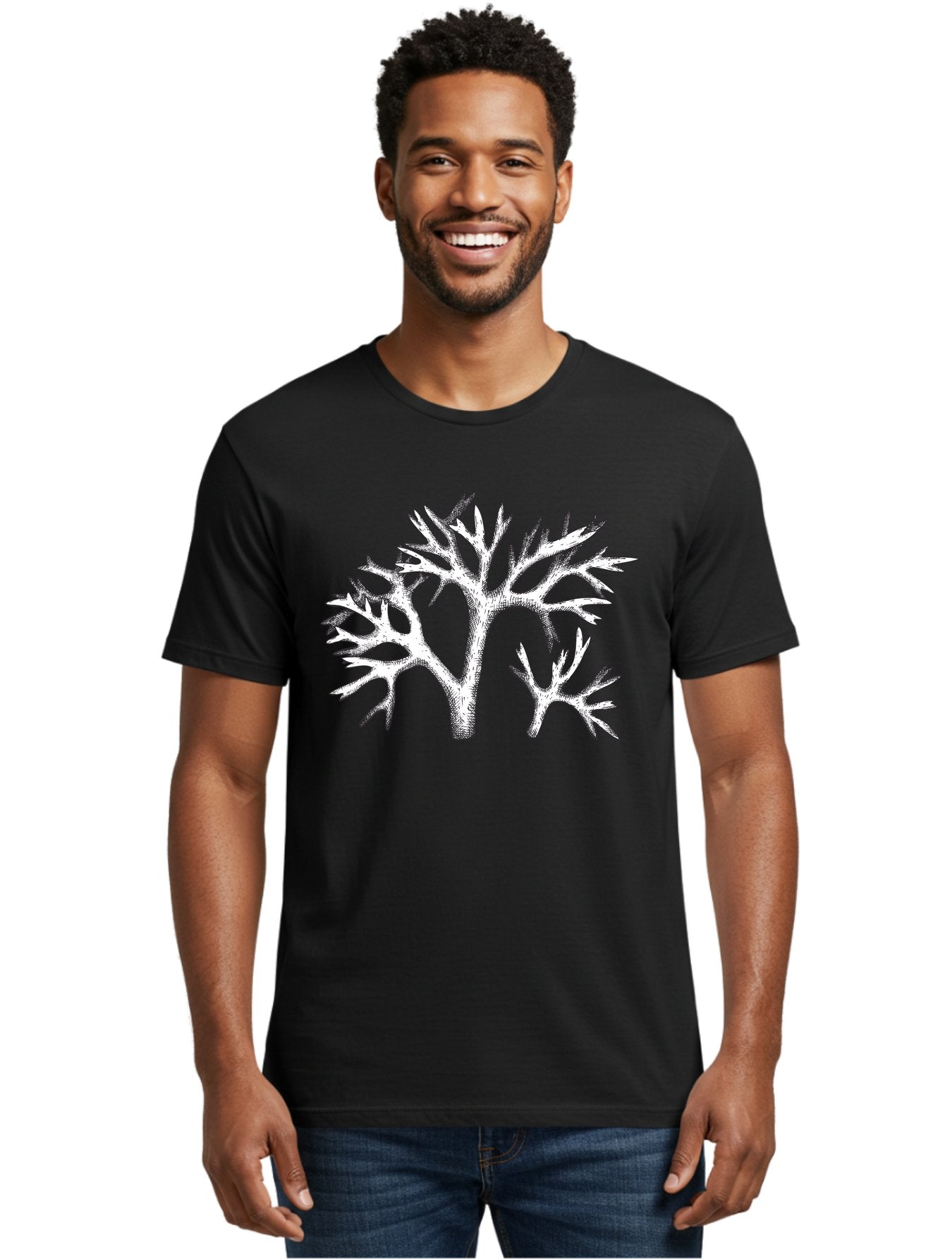 Coral-3 Men'S Graphic Tee, 100% Cotton, Comfortable Casual Summer Wear, Machine Washable, Coral Reefs, Marine Life, Ocean Creatures, Underwater World, Coral Branches, Black And White Illustration, Detailed Drawing, Abstract Shapes Aad690 17