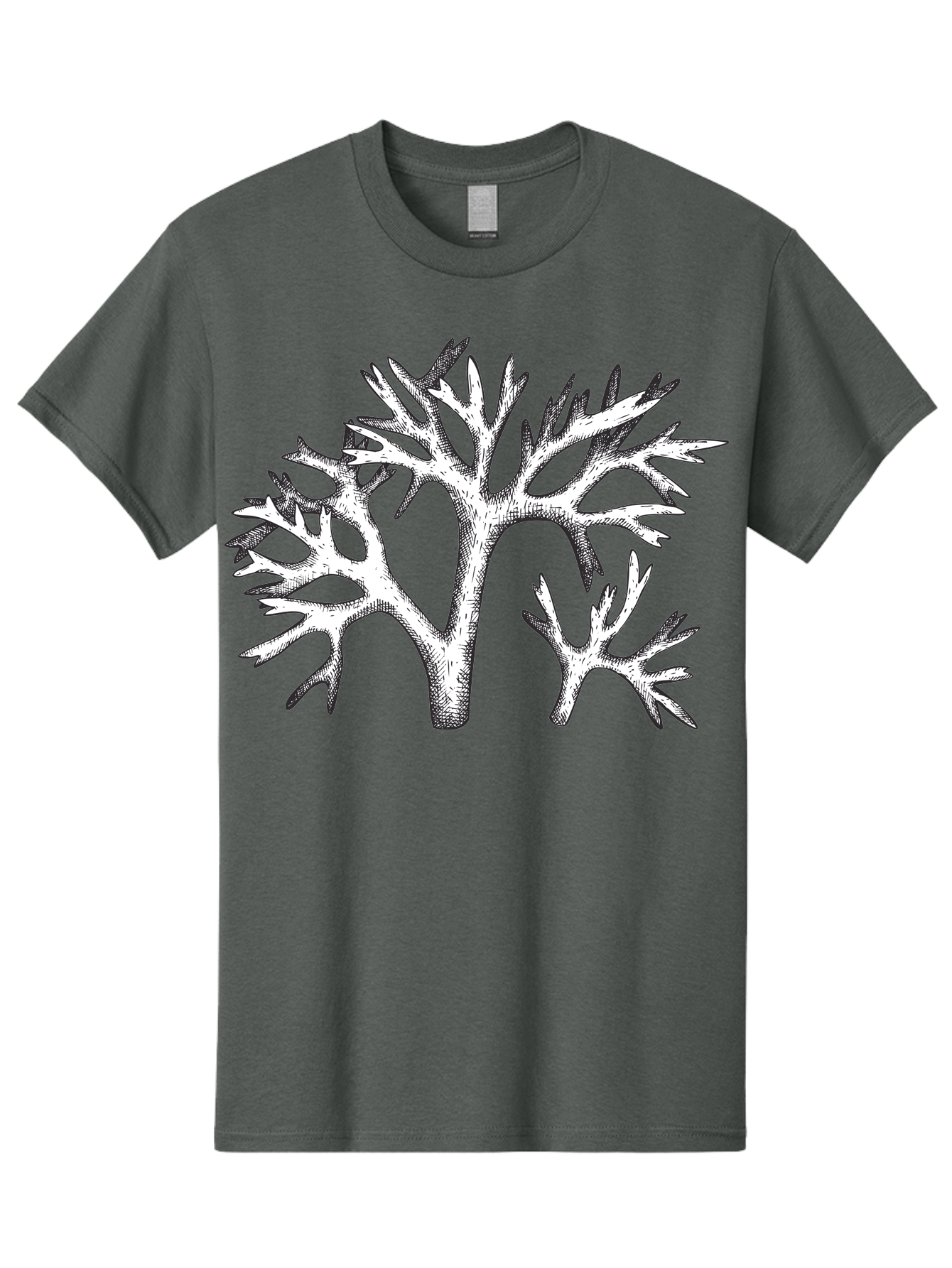 Coral-3 Men'S Graphic Tee, 100% Cotton, Comfortable Casual Summer Wear, Machine Washable, Coral Reefs, Marine Life, Ocean Creatures, Underwater World, Coral Branches, Black And White Illustration, Detailed Drawing, Abstract Shapes Aad690