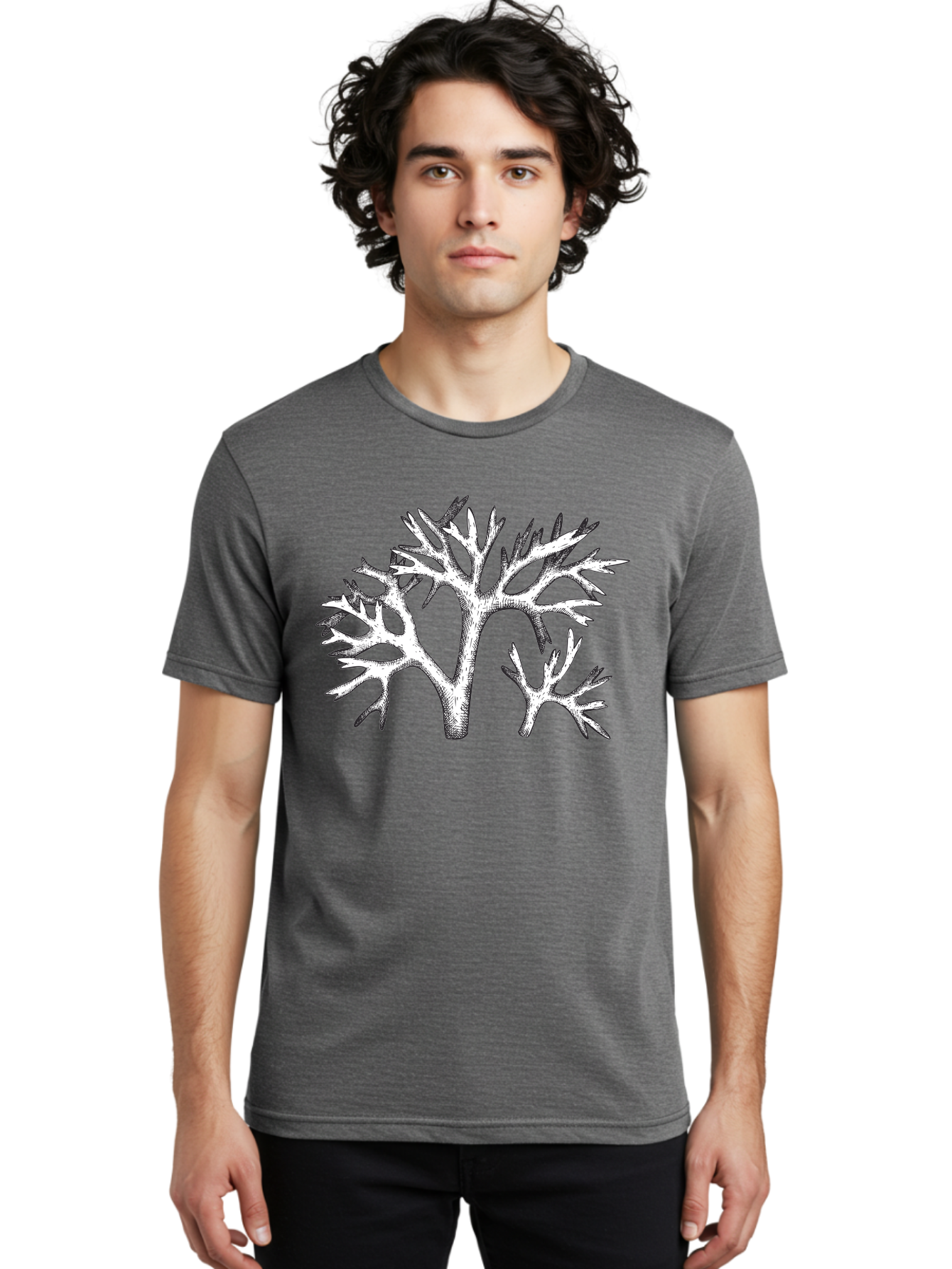 Coral-3 Men'S Graphic Tee, 100% Cotton, Comfortable Casual Summer Wear, Machine Washable, Coral Reefs, Marine Life, Ocean Creatures, Underwater World, Coral Branches, Black And White Illustration, Detailed Drawing, Abstract Shapes Aad690 8