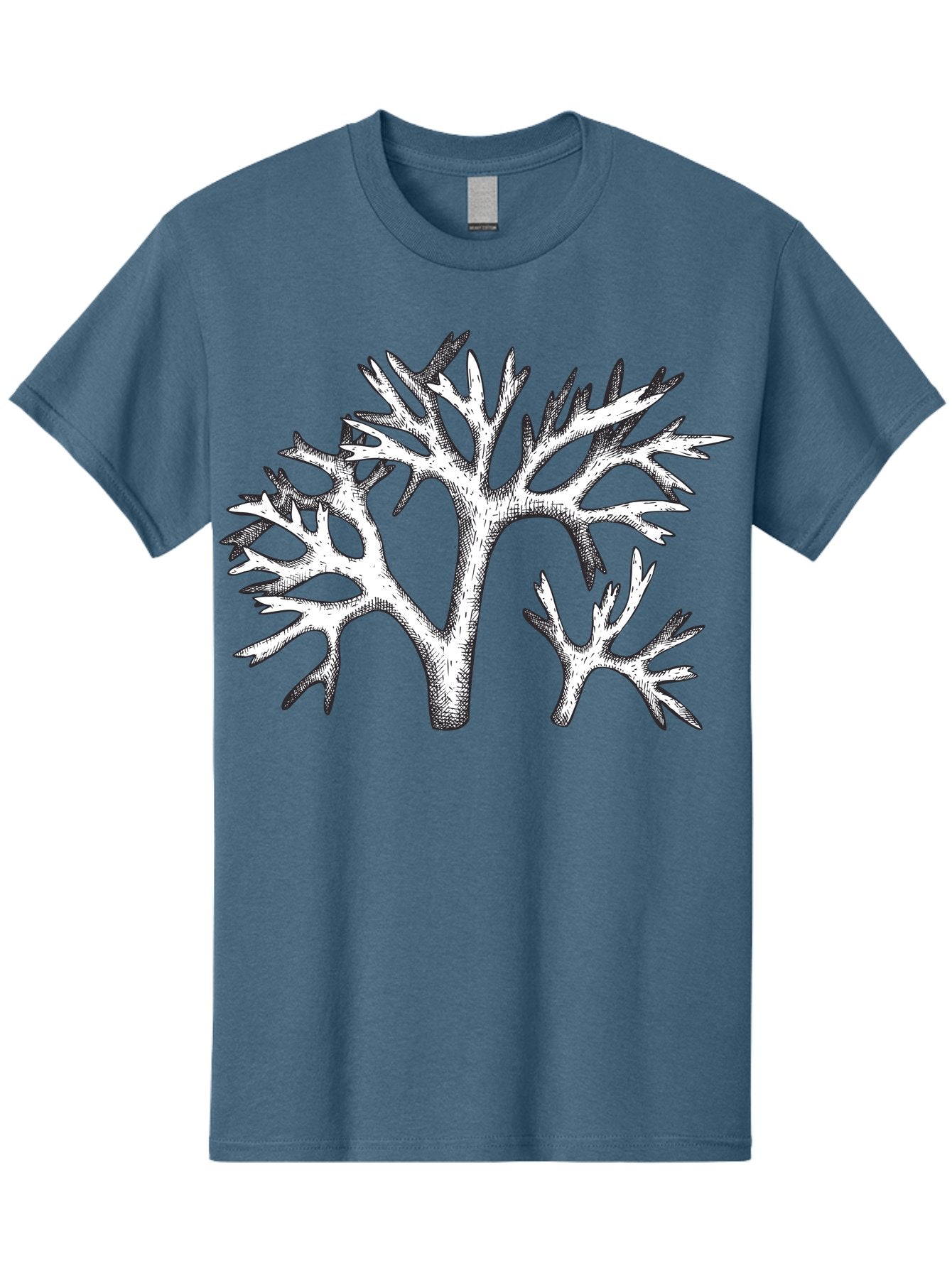 Coral-3 Men'S Graphic Tee, 100% Cotton, Comfortable Casual Summer Wear, Machine Washable, Coral Reefs, Marine Life, Ocean Creatures, Underwater World, Coral Branches, Black And White Illustration, Detailed Drawing, Abstract Shapes Aad690 3