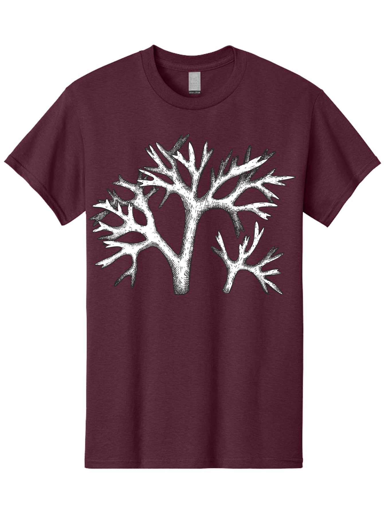 Coral-3 Men'S Graphic Tee, 100% Cotton, Comfortable Casual Summer Wear, Machine Washable, Coral Reefs, Marine Life, Ocean Creatures, Underwater World, Coral Branches, Black And White Illustration, Detailed Drawing, Abstract Shapes Aad690