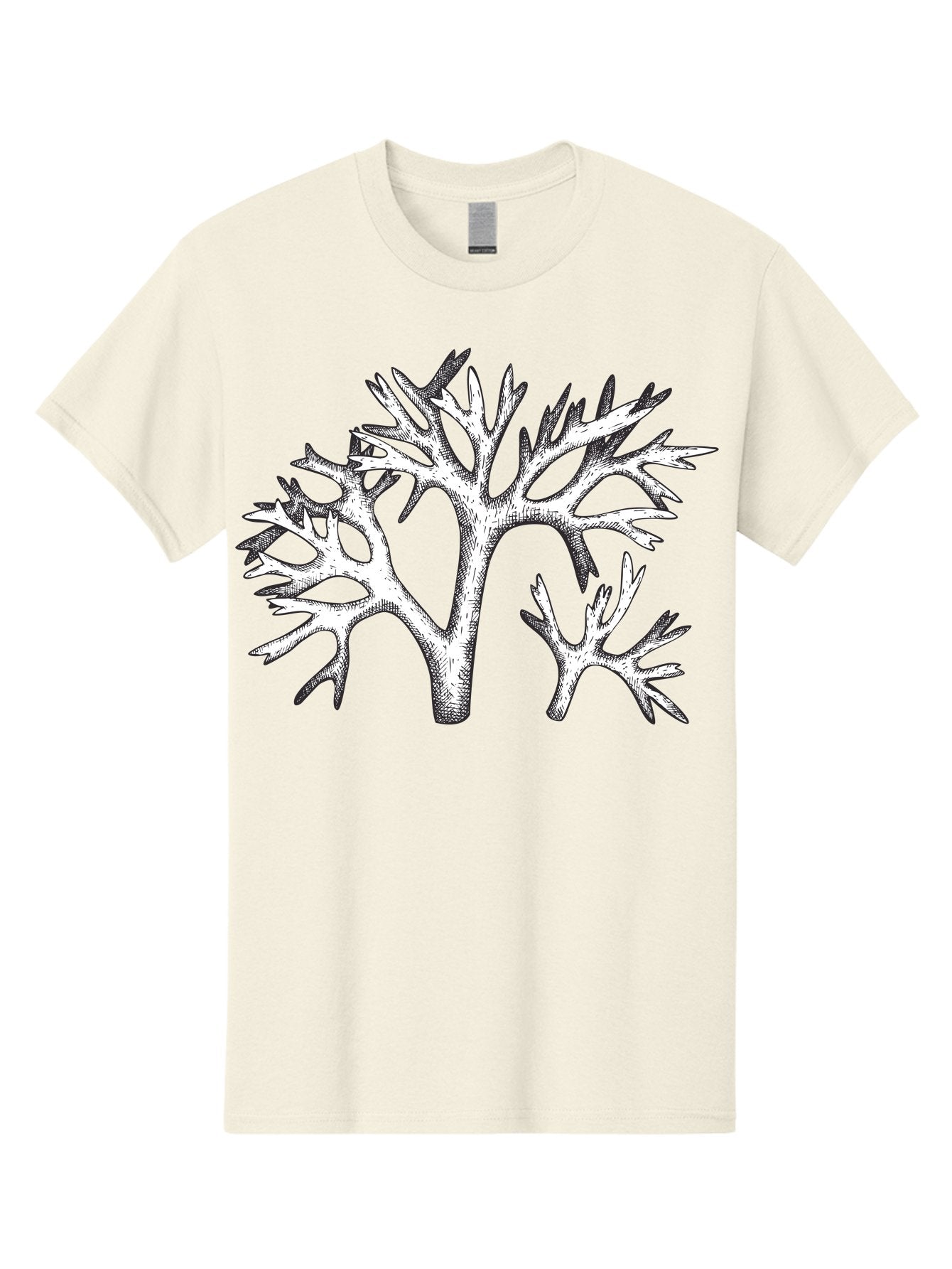 Coral-3 Men'S Graphic Tee, 100% Cotton, Comfortable Casual Summer Wear, Machine Washable, Coral Reefs, Marine Life, Ocean Creatures, Underwater World, Coral Branches, Black And White Illustration, Detailed Drawing, Abstract Shapes Aad690 9