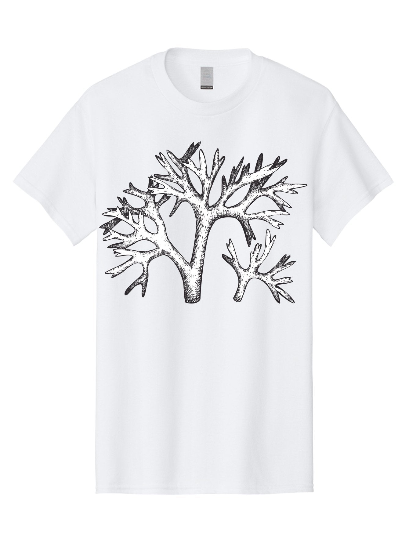 Coral-3 Men'S Graphic Tee, 100% Cotton, Comfortable Casual Summer Wear, Machine Washable, Coral Reefs, Marine Life, Ocean Creatures, Underwater World, Coral Branches, Black And White Illustration, Detailed Drawing, Abstract Shapes Aad690 5