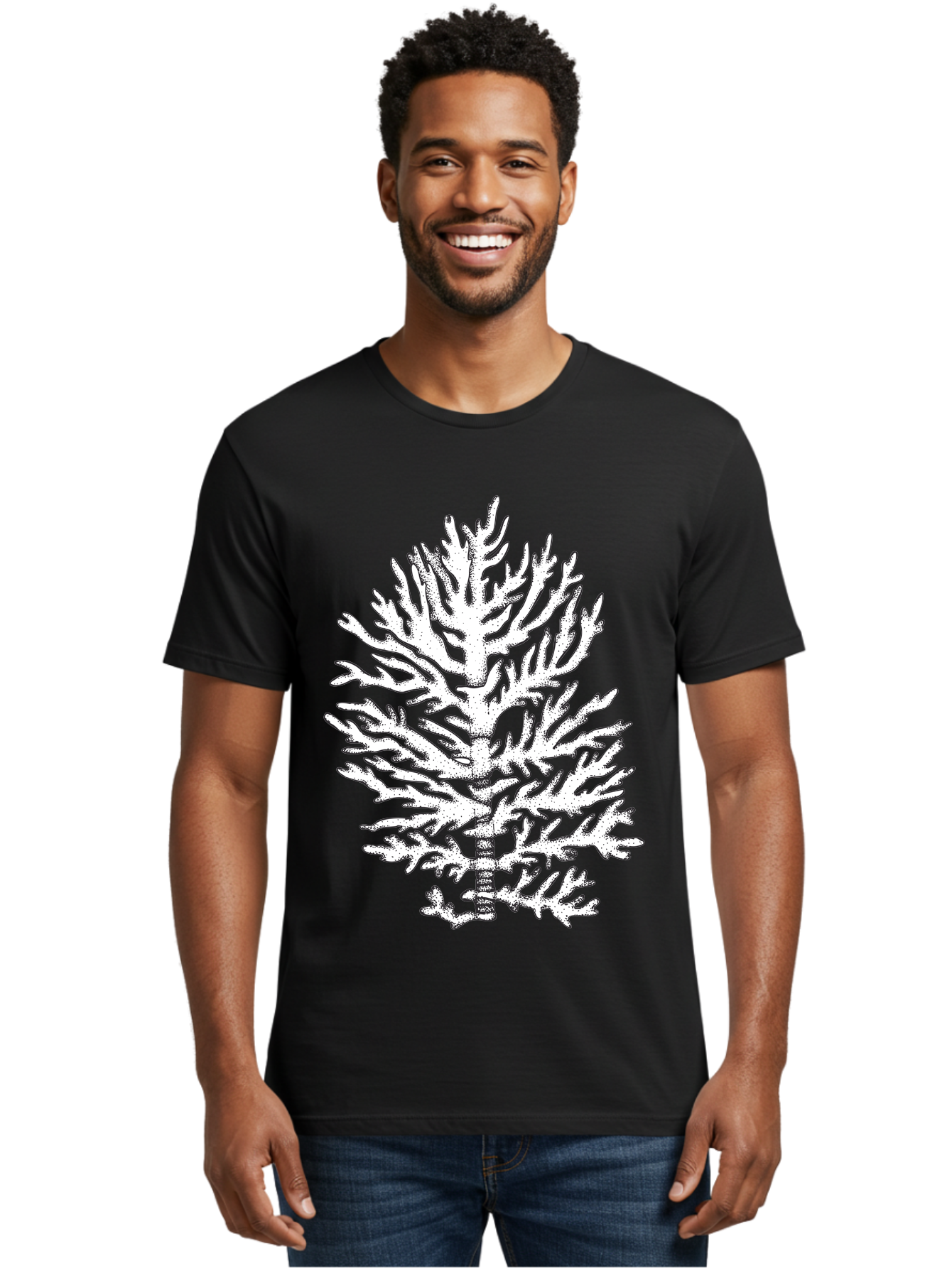 Coral Men'S Graphic Tee, 100% Cotton, Comfortable Casual Summer Wear, Machine Washable, White Coral, Branching Coral, Detailed Illustration, Marine Life, Ocean Creatures, Intricate Design, Coral Reef, Underwater World, Sea Life, Aad691 30