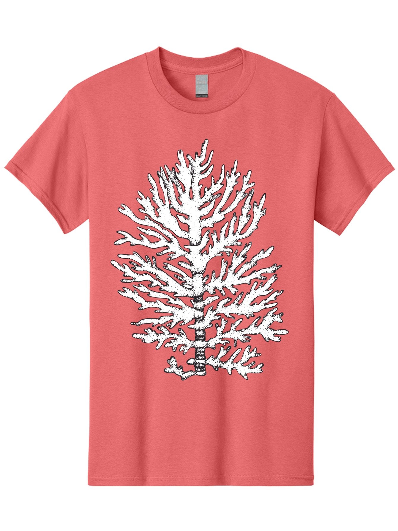 Coral Men'S Graphic Tee, 100% Cotton, Comfortable Casual Summer Wear, Machine Washable, White Coral, Branching Coral, Detailed Illustration, Marine Life, Ocean Creatures, Intricate Design, Coral Reef, Underwater World, Sea Life, Aad691 14