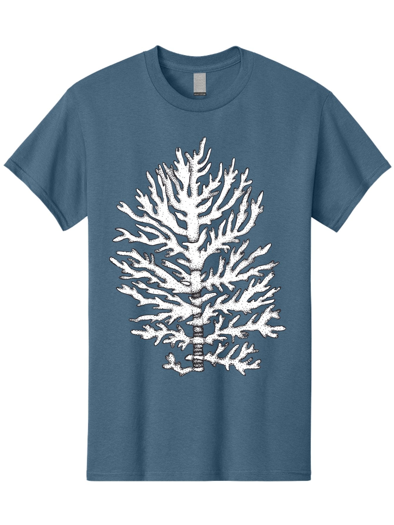Coral Men'S Graphic Tee, 100% Cotton, Comfortable Casual Summer Wear, Machine Washable, White Coral, Branching Coral, Detailed Illustration, Marine Life, Ocean Creatures, Intricate Design, Coral Reef, Underwater World, Sea Life, Aad691 3