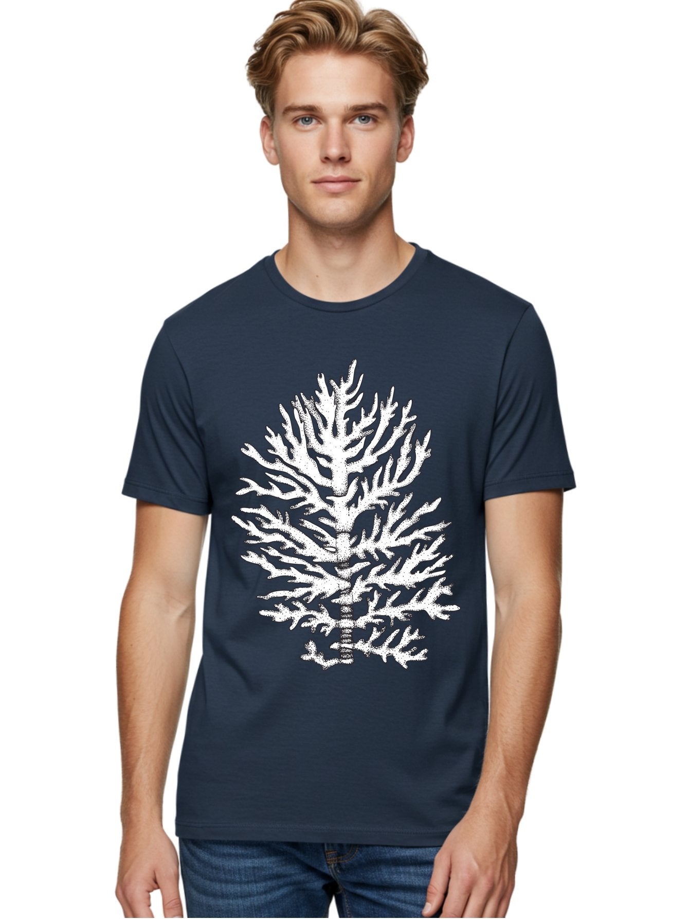 Coral Men'S Graphic Tee, 100% Cotton, Comfortable Casual Summer Wear, Machine Washable, White Coral, Branching Coral, Detailed Illustration, Marine Life, Ocean Creatures, Intricate Design, Coral Reef, Underwater World, Sea Life, Aad691 27