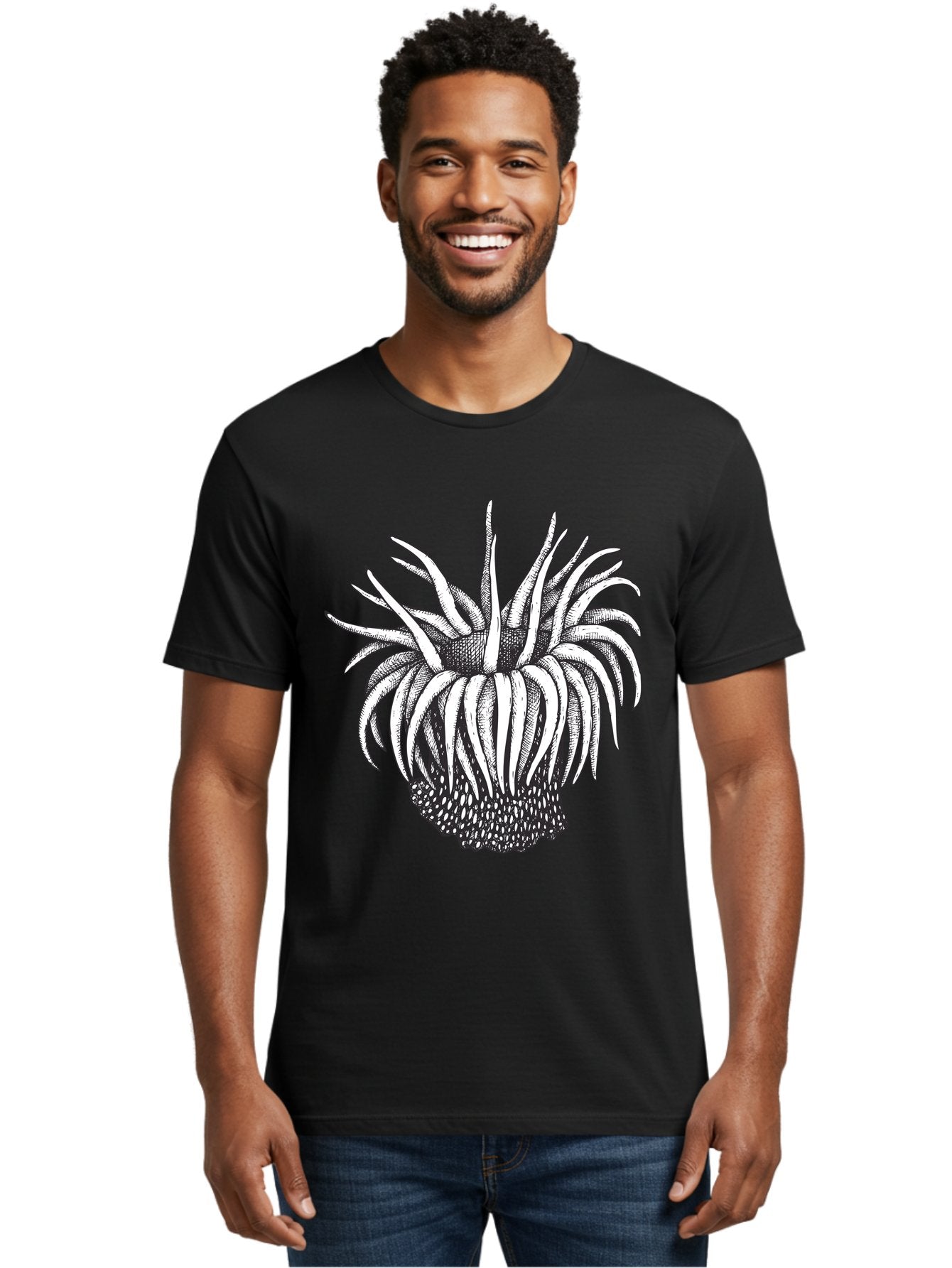 Dandelion Men'S Graphic Tee, 100% Cotton, Comfortable Casual Summer Wear, Machine Washable, Thistle Flower, Wildflower, Black And White Illustration, Botanical Art, Floral Design, Intricate Details, Spiky Petals Aad692 26