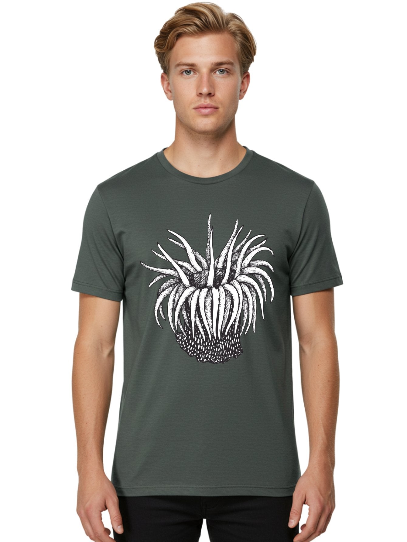 Dandelion Men'S Graphic Tee, 100% Cotton, Comfortable Casual Summer Wear, Machine Washable, Thistle Flower, Wildflower, Black And White Illustration, Botanical Art, Floral Design, Intricate Details, Spiky Petals Aad692 20