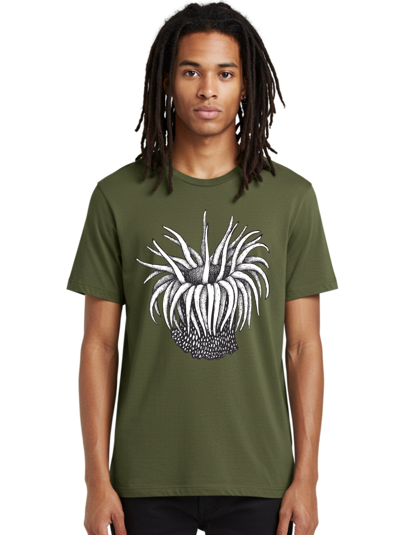 Dandelion Men'S Graphic Tee, 100% Cotton, Comfortable Casual Summer Wear, Machine Washable, Thistle Flower, Wildflower, Black And White Illustration, Botanical Art, Floral Design, Intricate Details, Spiky Petals Aad692 21
