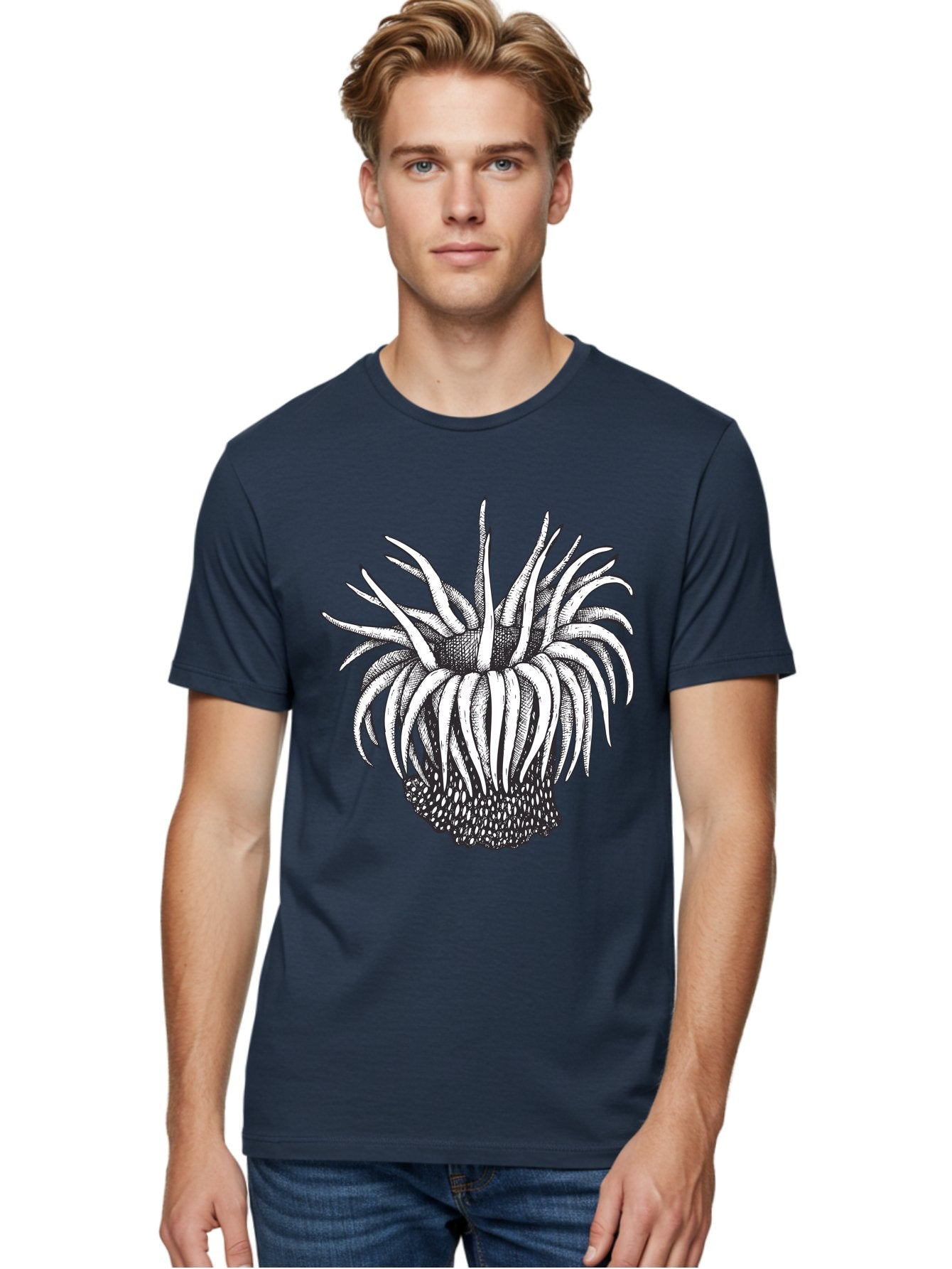 Dandelion Men'S Graphic Tee, 100% Cotton, Comfortable Casual Summer Wear, Machine Washable, Thistle Flower, Wildflower, Black And White Illustration, Botanical Art, Floral Design, Intricate Details, Spiky Petals Aad692 17