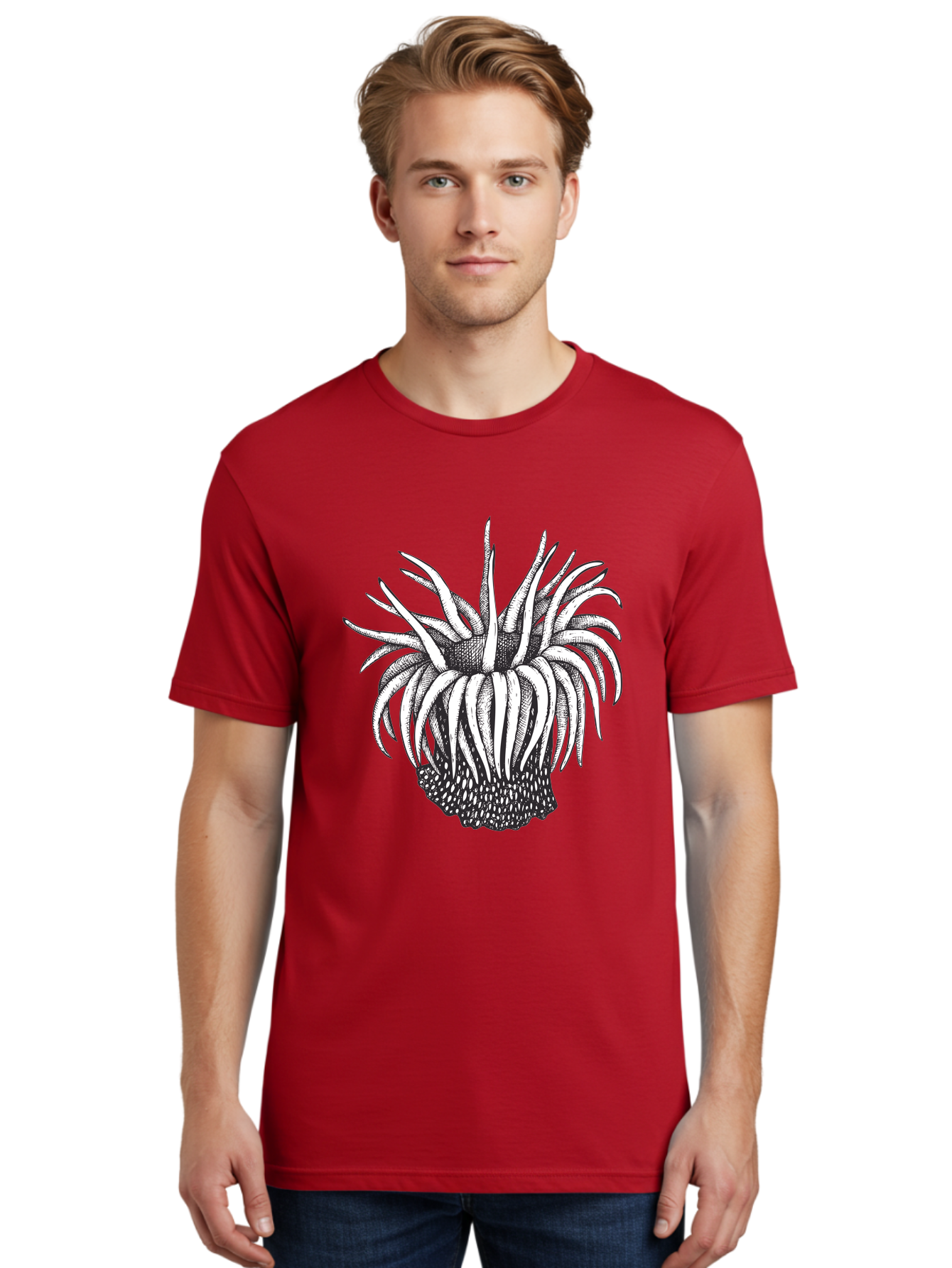 Dandelion Men'S Graphic Tee, 100% Cotton, Comfortable Casual Summer Wear, Machine Washable, Thistle Flower, Wildflower, Black And White Illustration, Botanical Art, Floral Design, Intricate Details, Spiky Petals Aad692 24