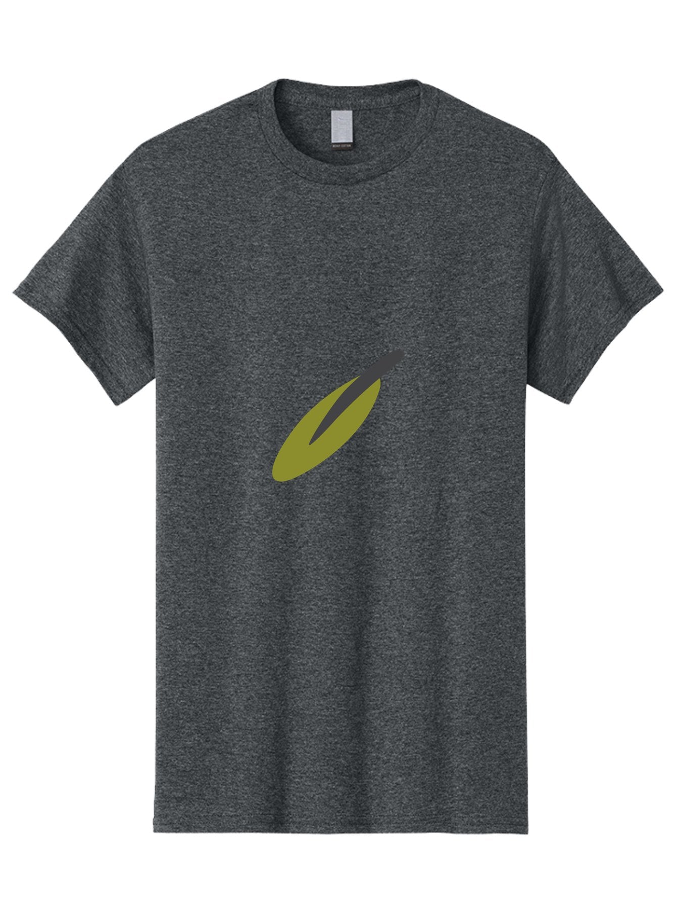 Dark-Gray-Elongated-Shape Men'S Graphic Tee, 100% Cotton, Comfortable Casual Summer Wear, Machine Washable, Olive Fruit, Green And Black Colors, Simple Design, Minimalist Style, Abstract Representation, Food Illustration, Single Object Aad693 4