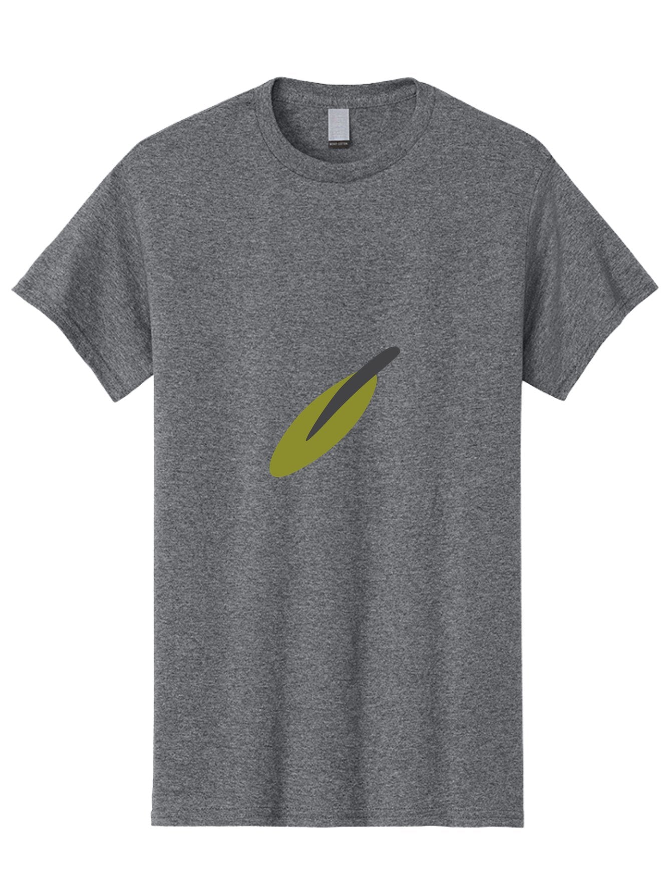Dark-Gray-Elongated-Shape Men'S Graphic Tee, 100% Cotton, Comfortable Casual Summer Wear, Machine Washable, Olive Fruit, Green And Black Colors, Simple Design, Minimalist Style, Abstract Representation, Food Illustration, Single Object Aad693 15