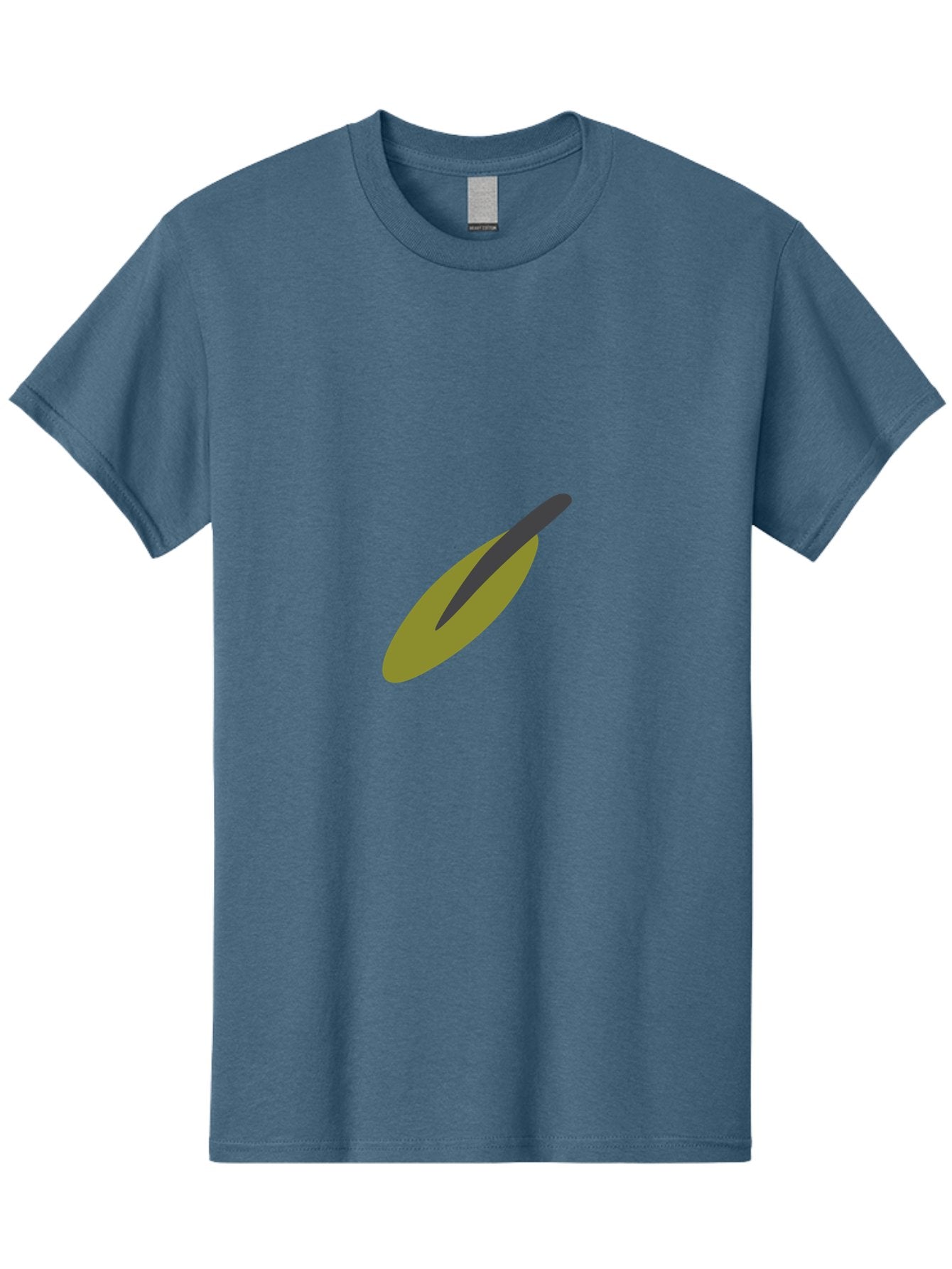 Dark-Gray-Elongated-Shape Men'S Graphic Tee, 100% Cotton, Comfortable Casual Summer Wear, Machine Washable, Olive Fruit, Green And Black Colors, Simple Design, Minimalist Style, Abstract Representation, Food Illustration, Single Object Aad693 14
