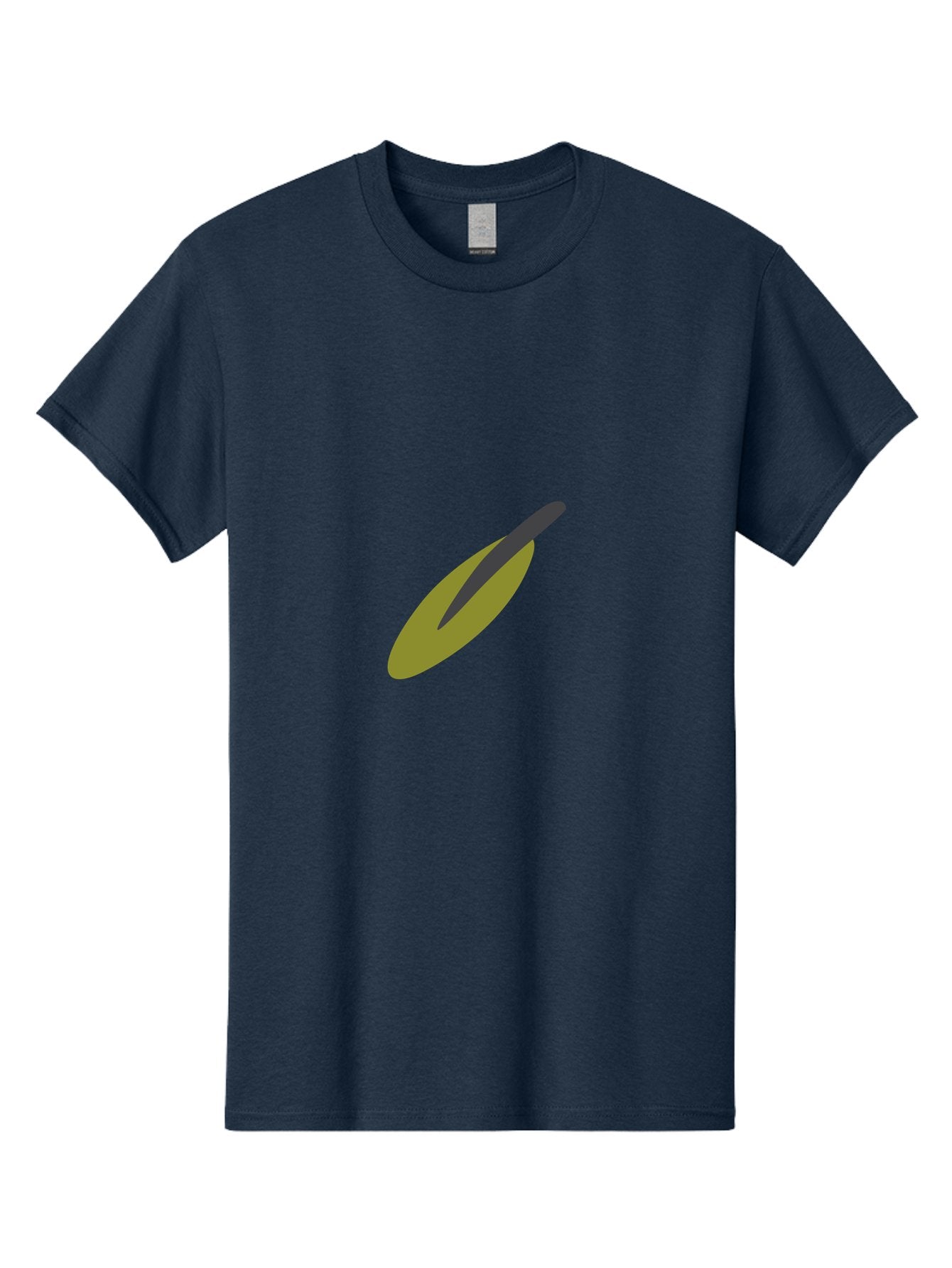 Dark-Gray-Elongated-Shape Men'S Graphic Tee, 100% Cotton, Comfortable Casual Summer Wear, Machine Washable, Olive Fruit, Green And Black Colors, Simple Design, Minimalist Style, Abstract Representation, Food Illustration, Single Object Aad693 3