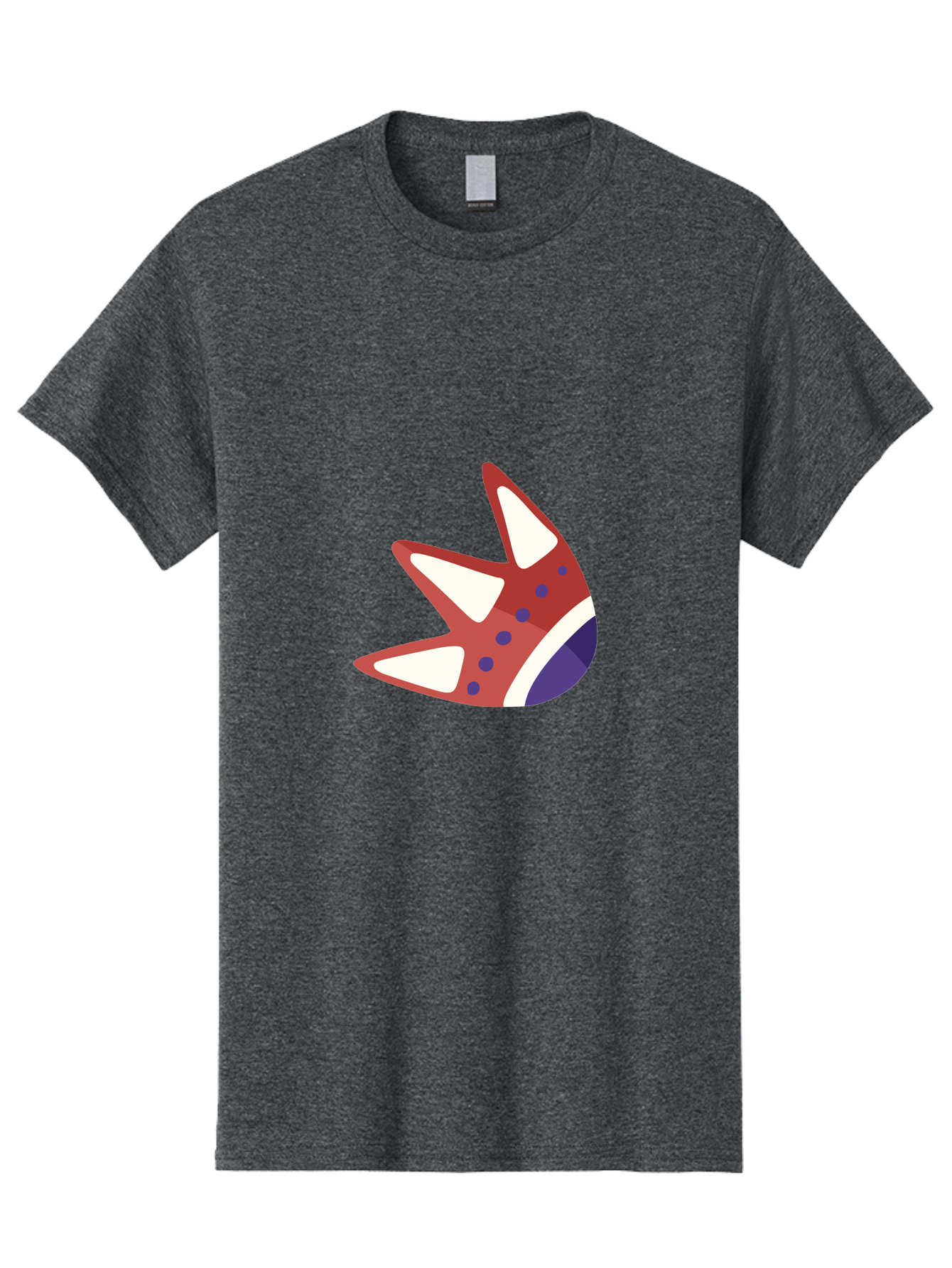 Dinosaur-Foot Men'S Graphic Tee, 100% Cotton, Comfortable Casual Summer Wear, Machine Washable, Shark Mouth, Cartoon Style, Sharp Teeth, Red And White, Blue Spots, Underwater Creature, Ocean Animal, Cartoon Character Aad695