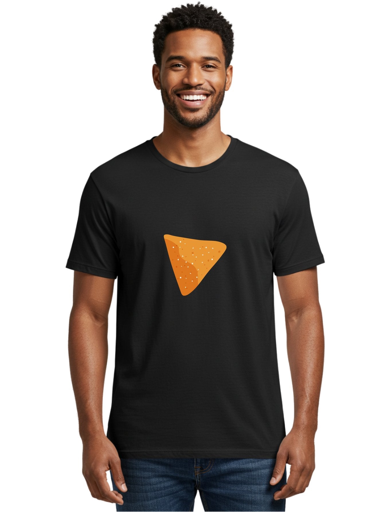 Dorito-Chip Men'S Graphic Tee, 100% Cotton, Comfortable Casual Summer Wear, Machine Washable, Triangular Chip, Crunchy Snack, Flavorful Treat, Savory Delight, Tasty Munchie, Junk Food Favorite, Cheesy Flavor Aad697 24