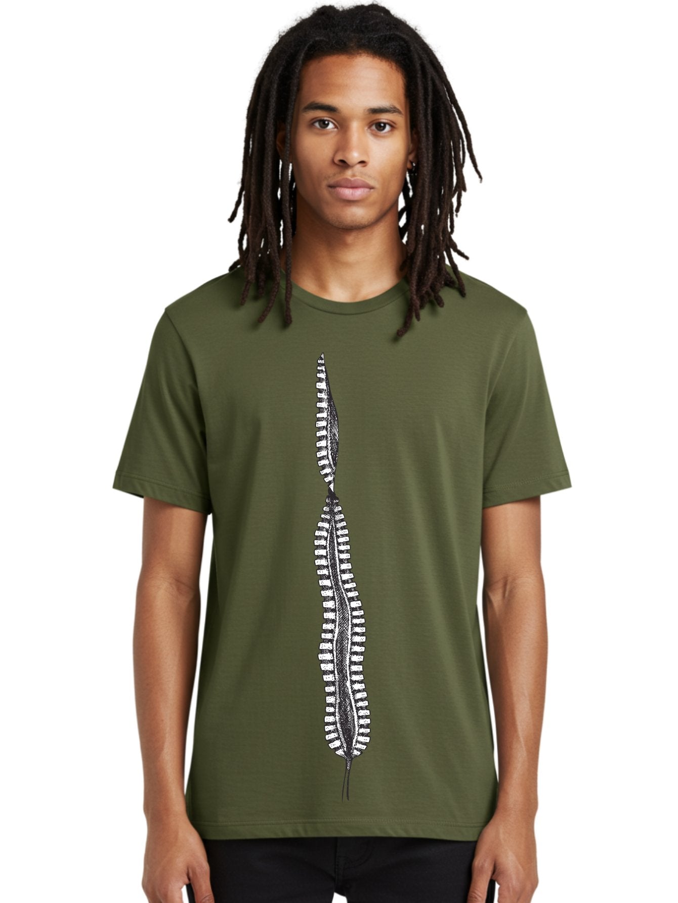 Feather-Silhouette Men'S Graphic Tee, 100% Cotton, Comfortable Casual Summer Wear, Machine Washable, Centipede, Black And White Illustration, Arthropod, Insect, Many Legs, Segmented Body, Detailed Drawing, Graphic Art, Insect Anatomy Aad700 24