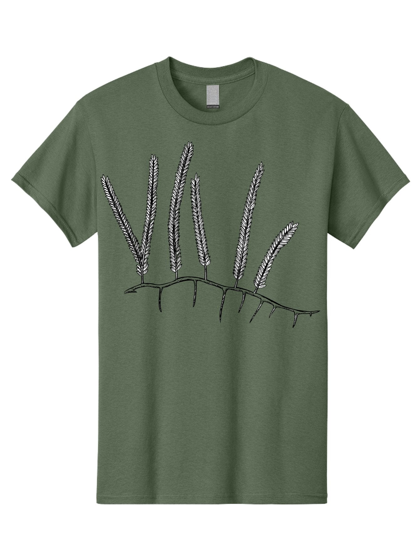 Grass-Plant Men'S Graphic Tee, 100% Cotton, Comfortable Casual Summer Wear, Machine Washable, Wheat Plant Illustration, Grassy Stalks, Leafy Foliage, Botanical Art, Simple Design, Black And White, Wheat Ears Aad702 14