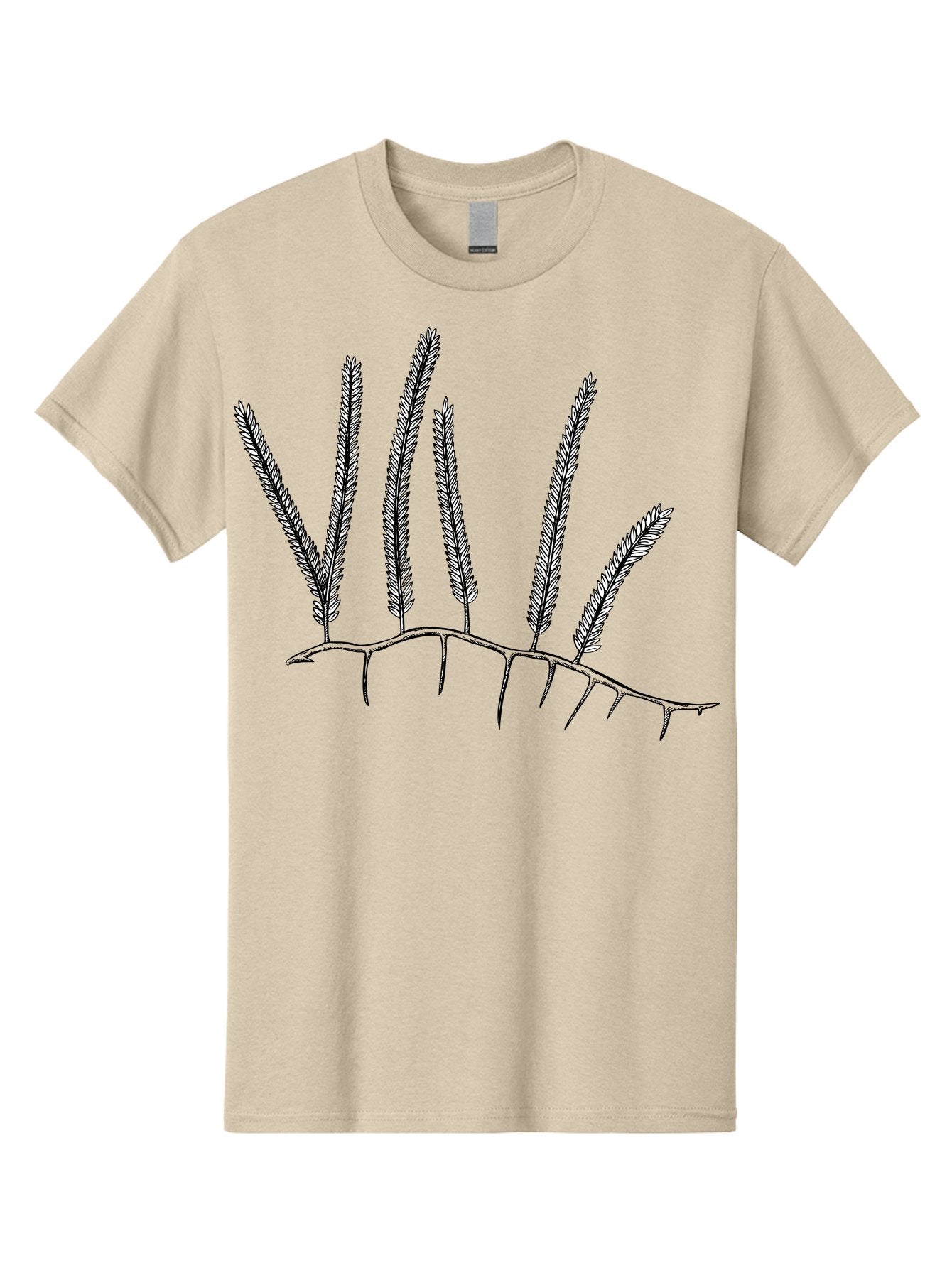 Grass-Plant Men'S Graphic Tee, 100% Cotton, Comfortable Casual Summer Wear, Machine Washable, Wheat Plant Illustration, Grassy Stalks, Leafy Foliage, Botanical Art, Simple Design, Black And White, Wheat Ears Aad702 13