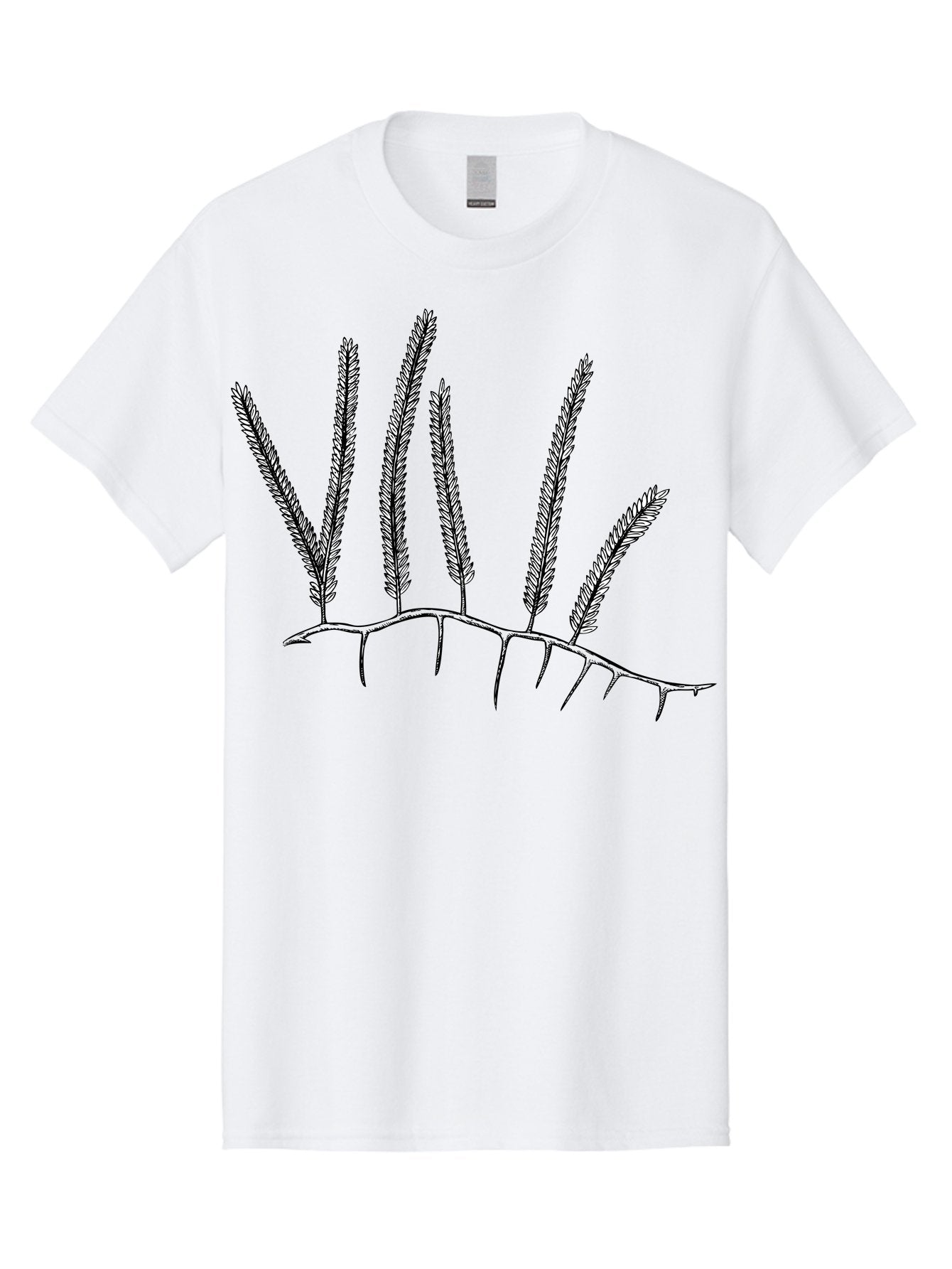 Grass-Plant Men'S Graphic Tee, 100% Cotton, Comfortable Casual Summer Wear, Machine Washable, Wheat Plant Illustration, Grassy Stalks, Leafy Foliage, Botanical Art, Simple Design, Black And White, Wheat Ears Aad702 3