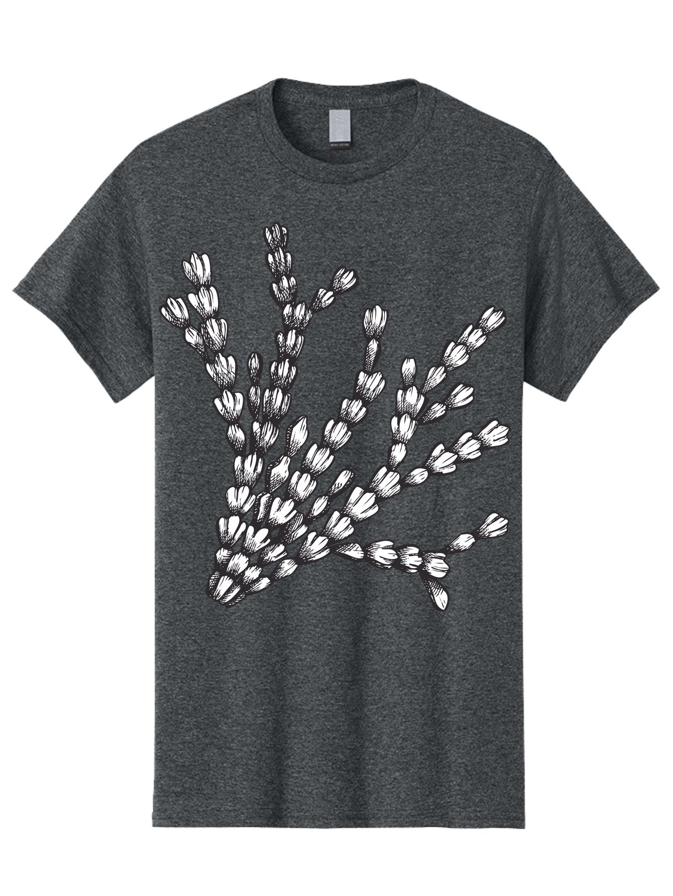 Lavender-Sprigs Men'S Graphic Tee, 100% Cotton, Comfortable Casual Summer Wear, Machine Washable, Hand-Drawn Lavender Sprigs, Black And White Illustration, Floral Design, Elegant Stems, Delicate Flowers, Artistic Rendering, Botanical Art, Aad708 12