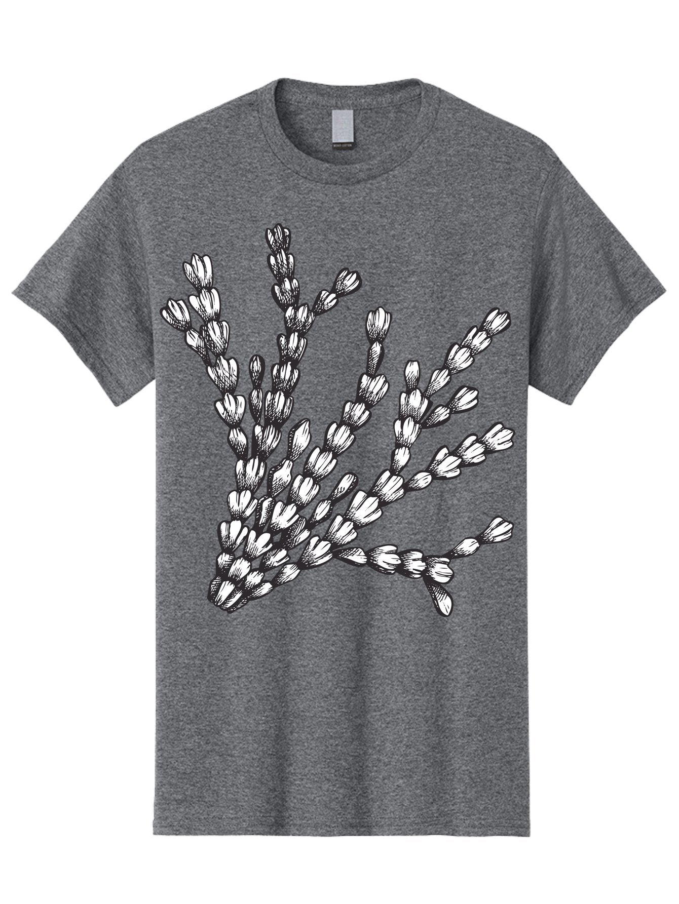 Lavender-Sprigs Men'S Graphic Tee, 100% Cotton, Comfortable Casual Summer Wear, Machine Washable, Hand-Drawn Lavender Sprigs, Black And White Illustration, Floral Design, Elegant Stems, Delicate Flowers, Artistic Rendering, Botanical Art, Aad708 3