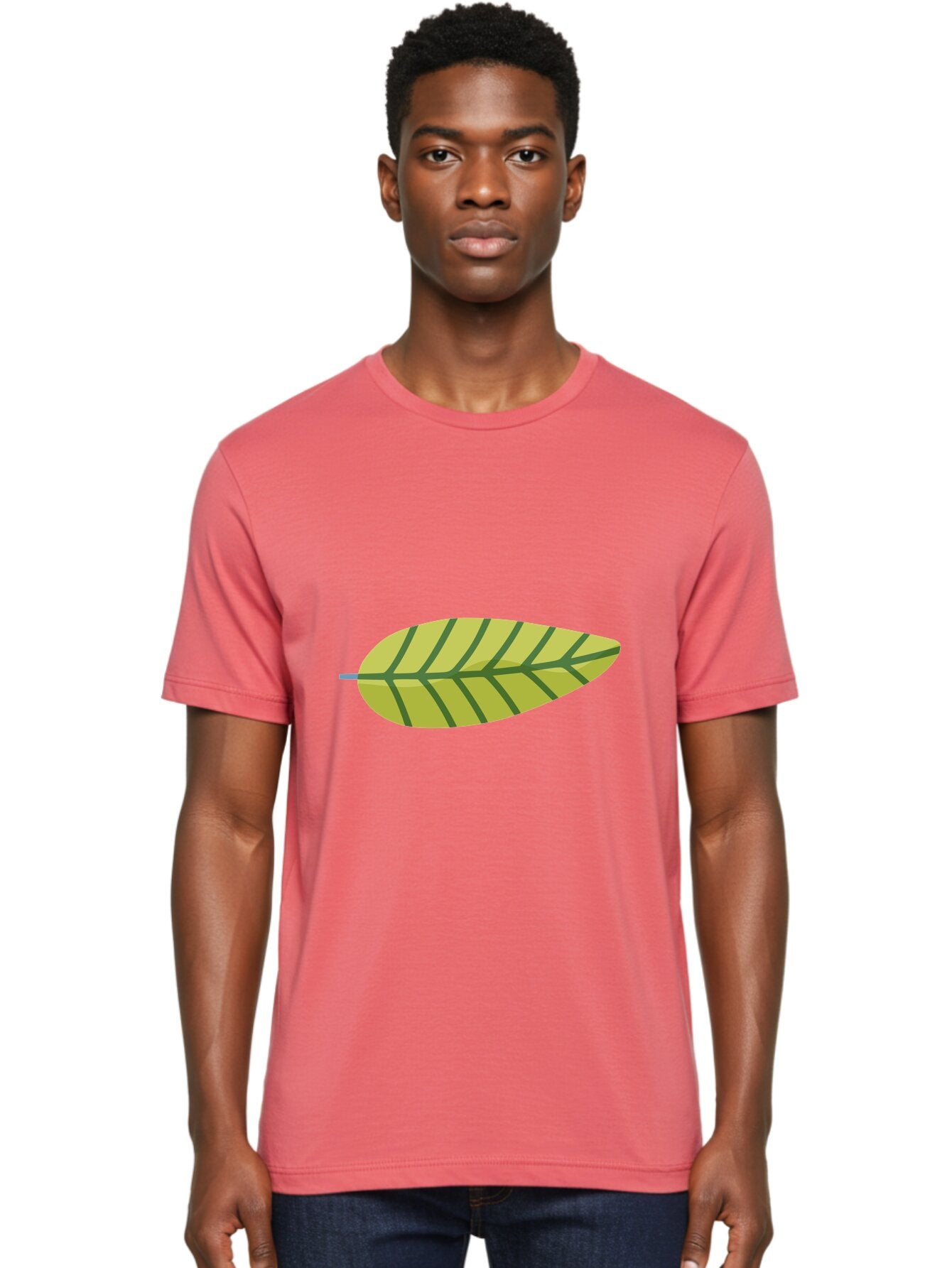 Leaf-1 Men'S Graphic Tee, 100% Cotton, Comfortable Casual Summer Wear, Machine Washable, Simple Leaf Illustration, Yellow Leaf, Dark Green Veins, Minimalist Design, Cartoon Leaf, Nature Graphic, Foliage Art, Leaf Pattern Aad709 25