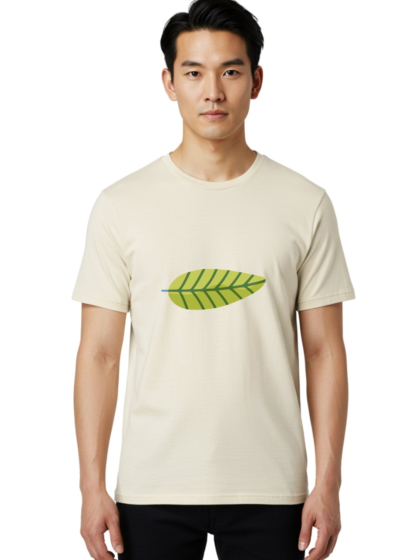 Leaf-1 Men'S Graphic Tee, 100% Cotton, Comfortable Casual Summer Wear, Machine Washable, Simple Leaf Illustration, Yellow Leaf, Dark Green Veins, Minimalist Design, Cartoon Leaf, Nature Graphic, Foliage Art, Leaf Pattern Aad709 29
